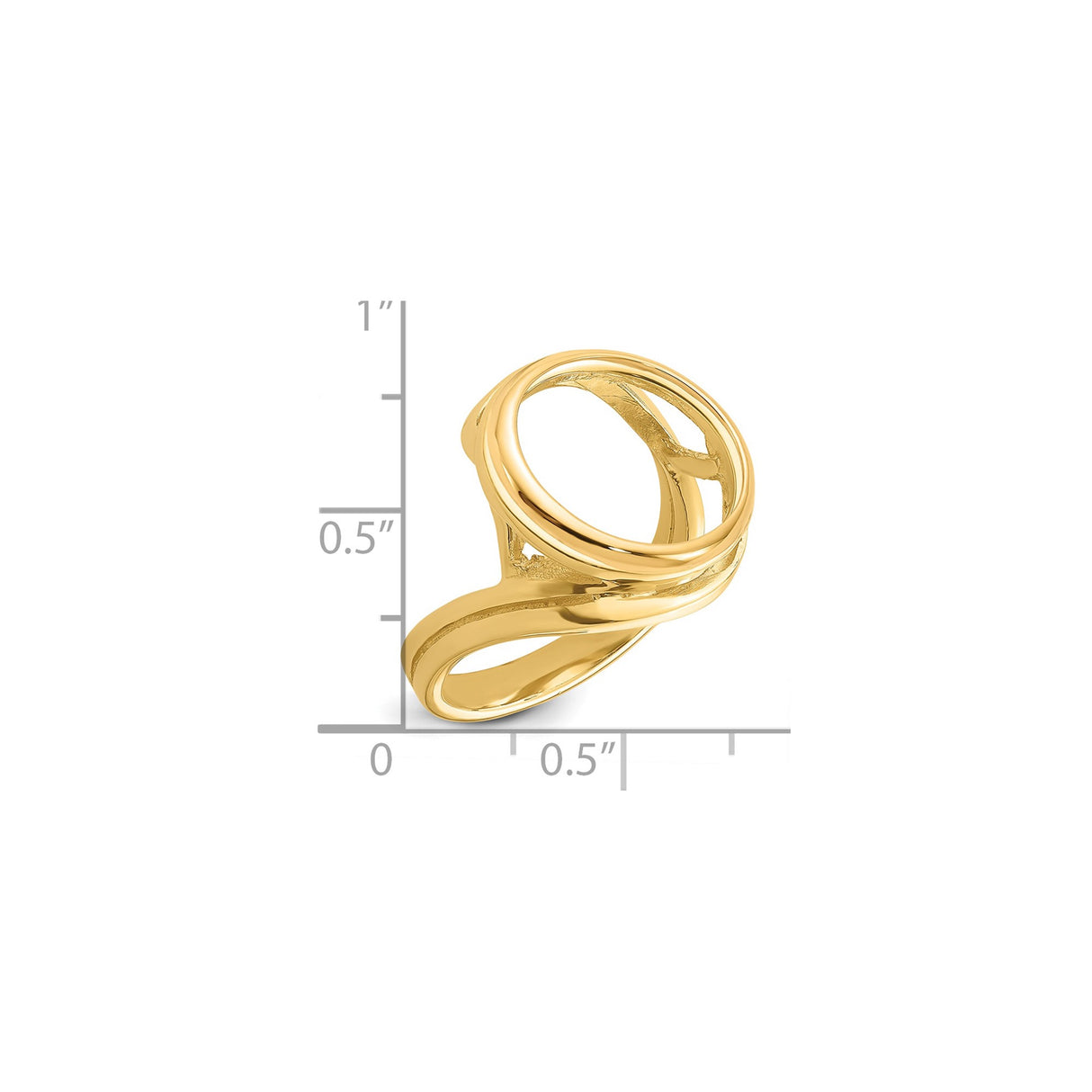 15 mm 14k Yellow Gold coin bezel for 15 mm Coin β size reference (ruler)