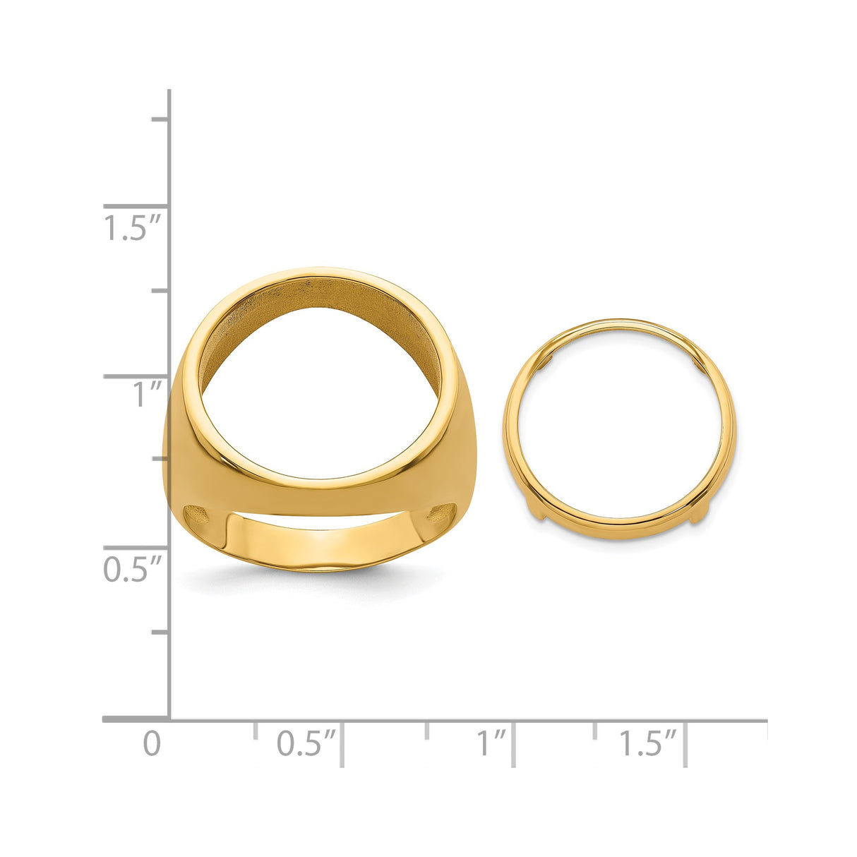 16 mm 14k Yellow Gold coin bezel for 16 mm Coin β size reference (ruler)
