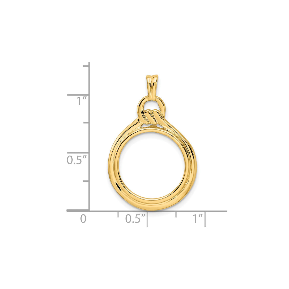 17 mm 14k Yellow Gold coin bezel for 16.5 mm Coin β size reference (ruler)