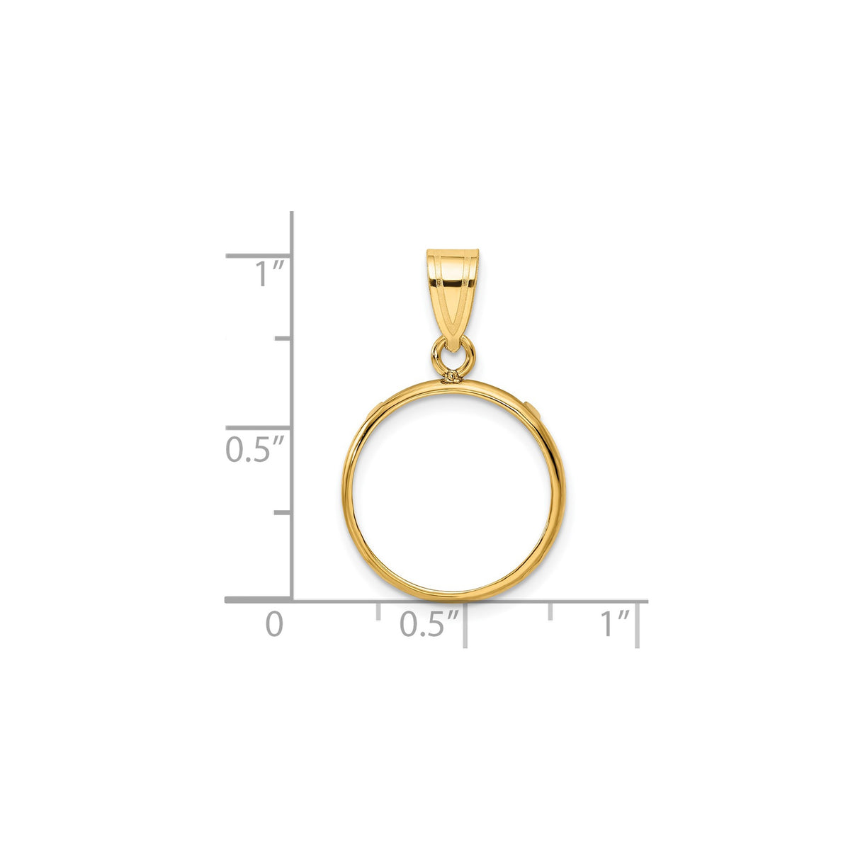 17 mm 14k Yellow Gold coin bezel for 16.5 mm Coin β size reference (ruler)