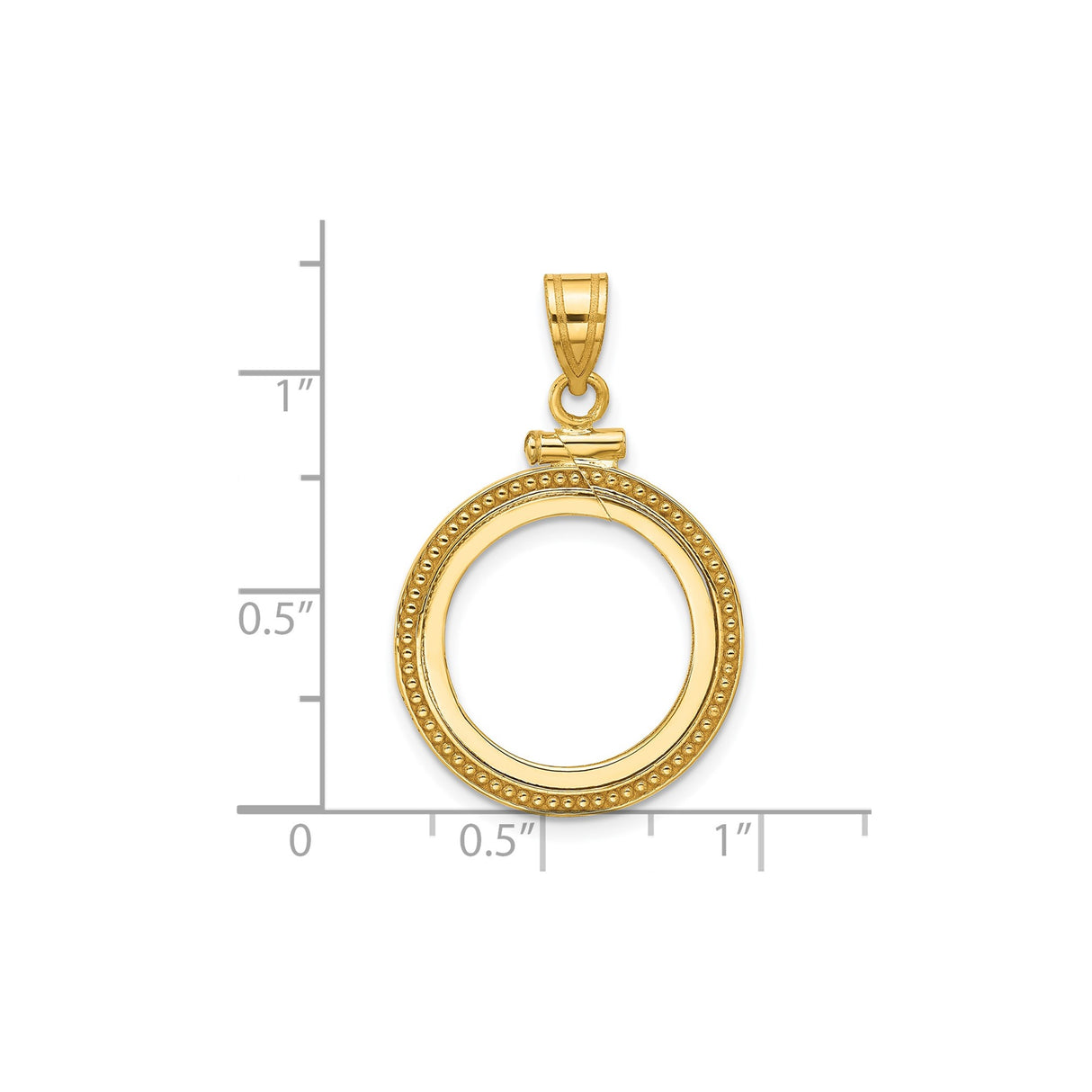 17 mm 10k Yellow Gold coin bezel for 16.5 mm Coin β size reference (ruler)
