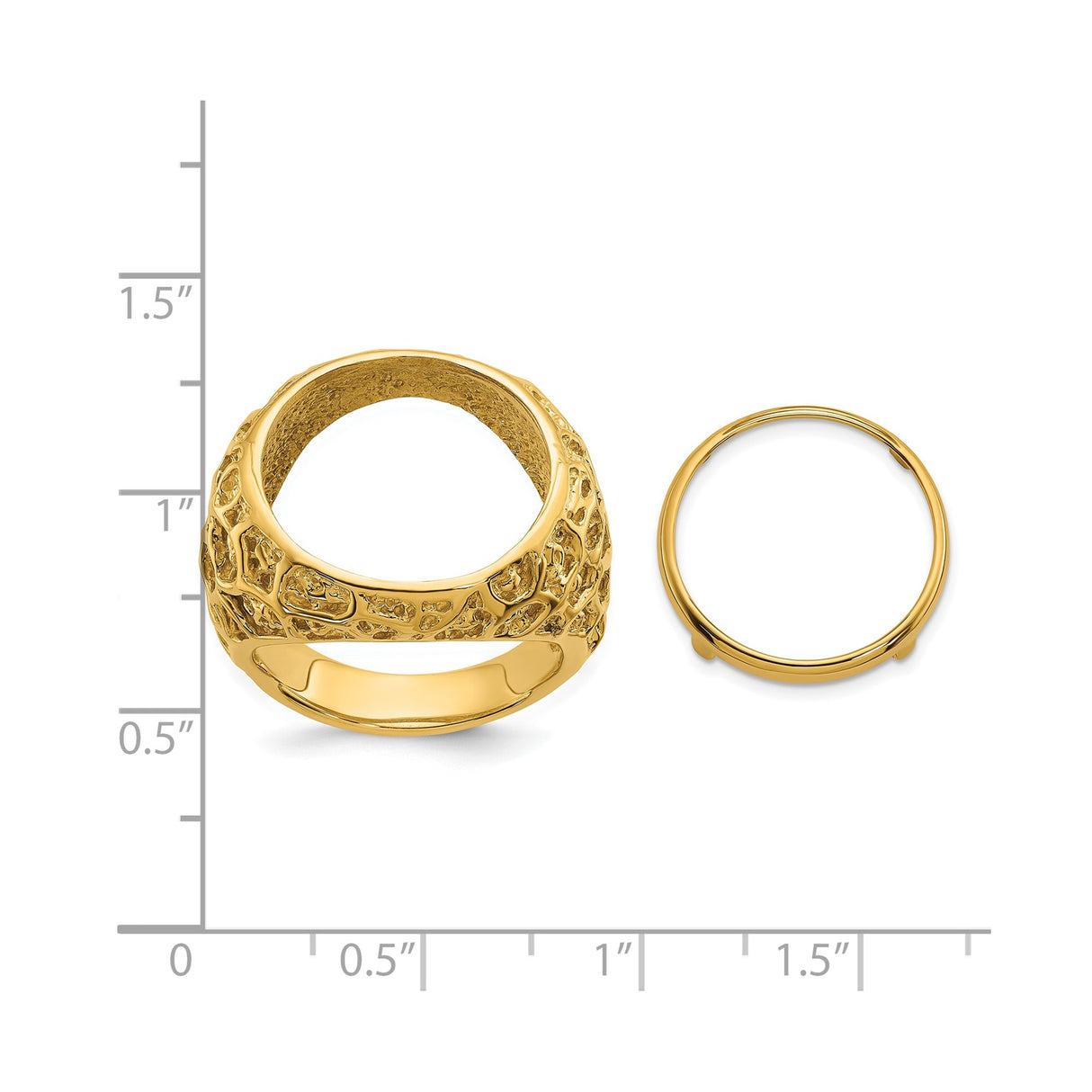 17 mm 14k Yellow Gold coin bezel for 16.5 mm Coin β size reference (ruler)