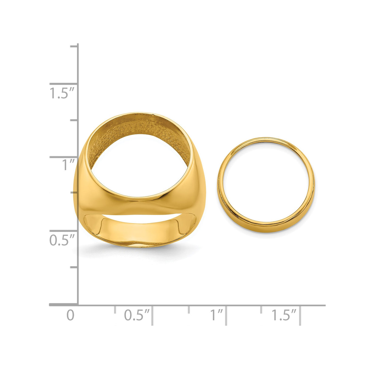 17 mm 14k Yellow Gold coin bezel for 16.5 mm Coin β size reference (ruler)