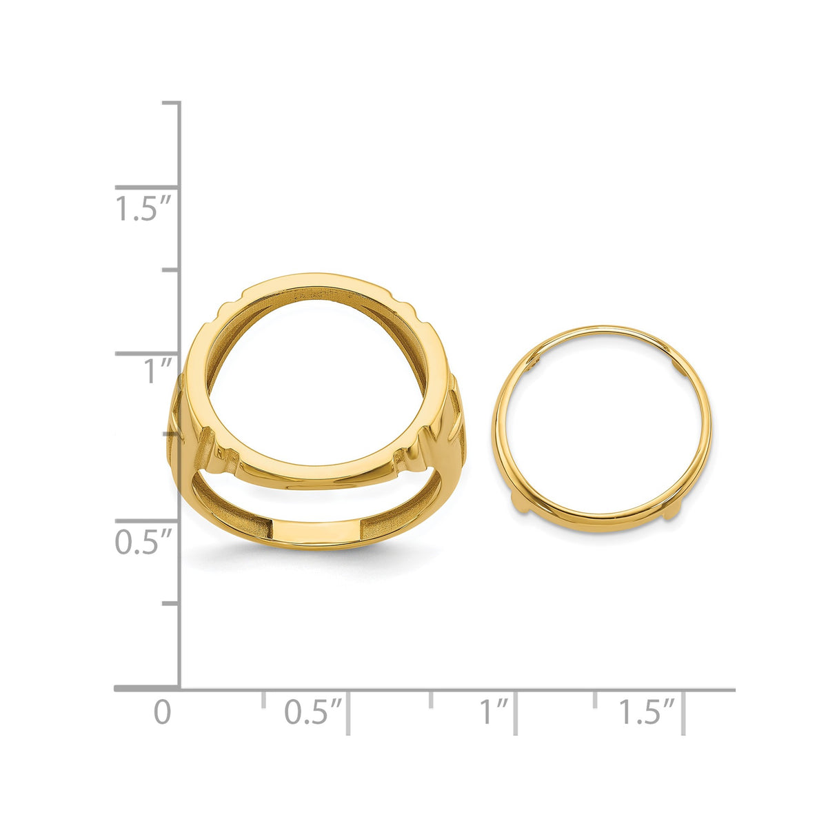 17 mm 14k Yellow Gold coin bezel for 16.5 mm Coin β size reference (ruler)