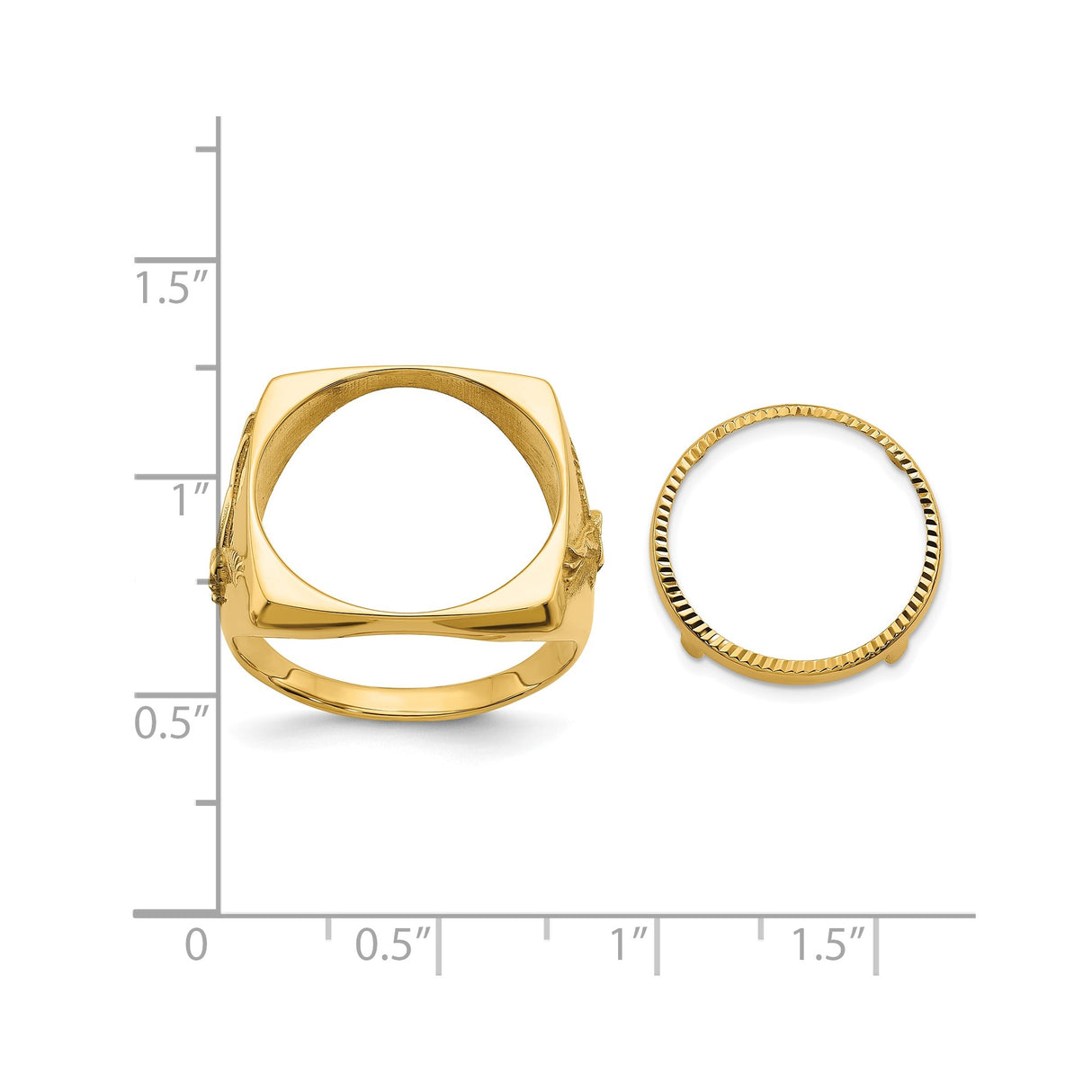17 mm 10k Yellow Gold coin bezel for 16.5 mm Coin β size reference (ruler)