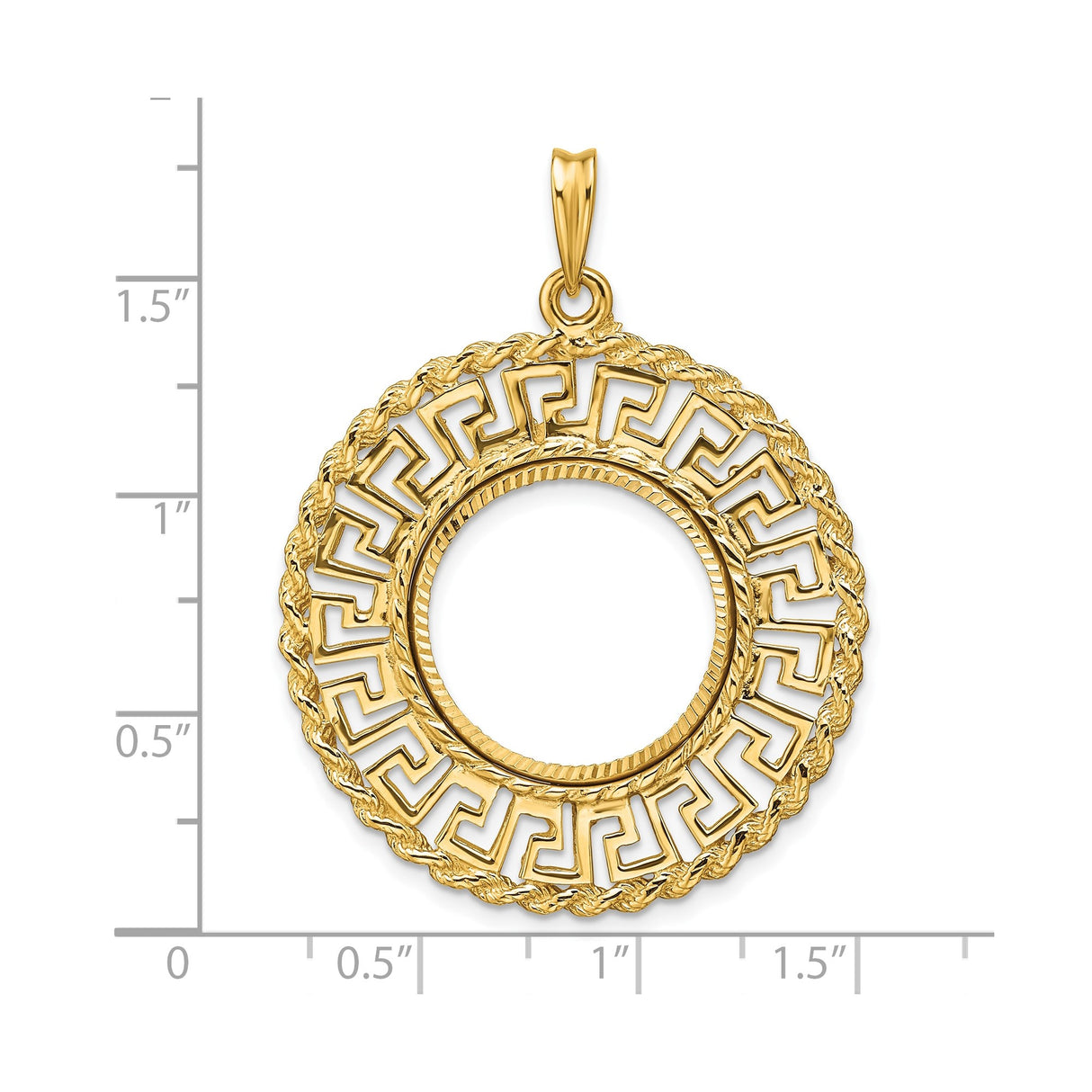 18 mm 14k Yellow Gold coin bezel for 17.8 mm Coin β size reference (ruler)