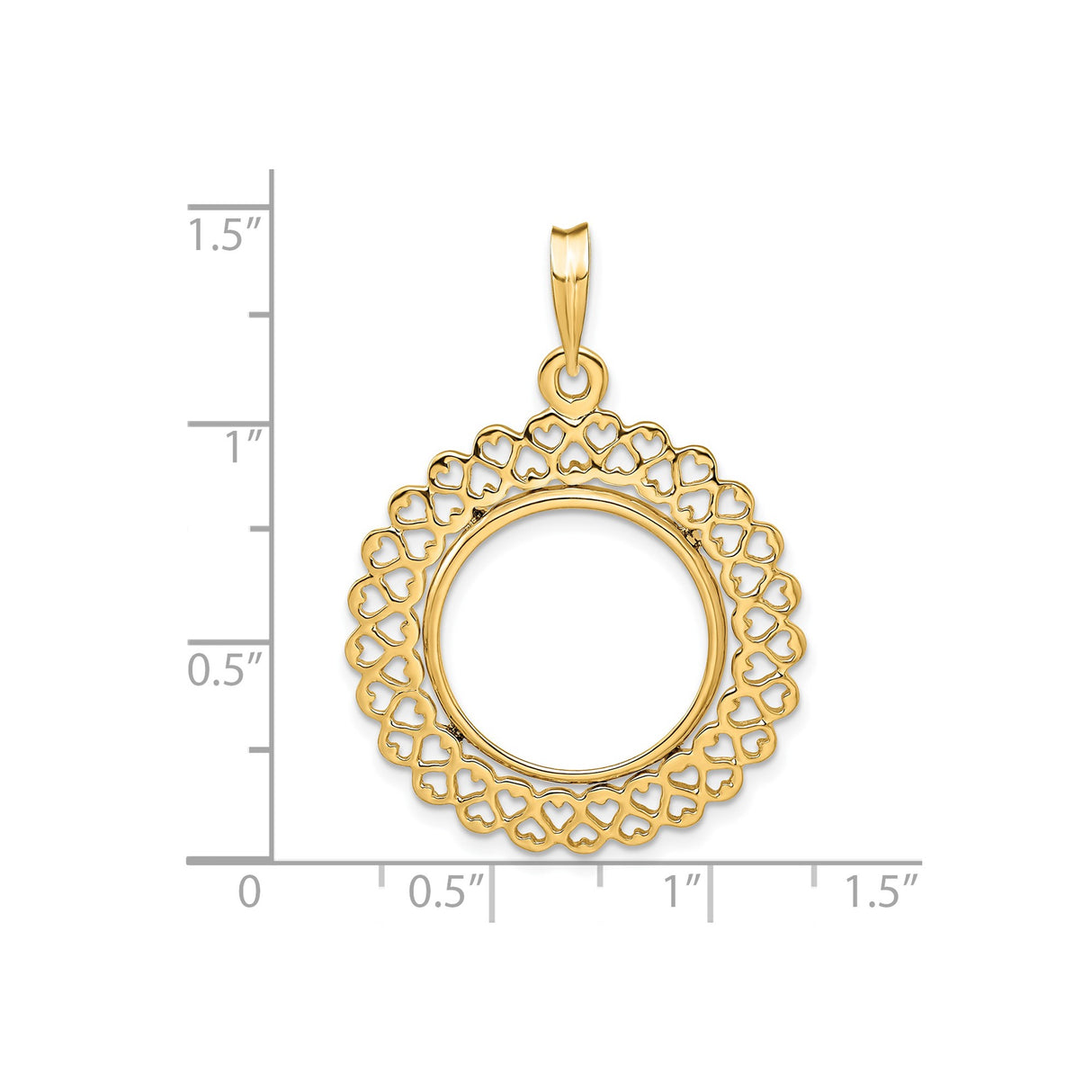 18 mm 14k Yellow Gold coin bezel for 17.8 mm Coin β size reference (ruler)