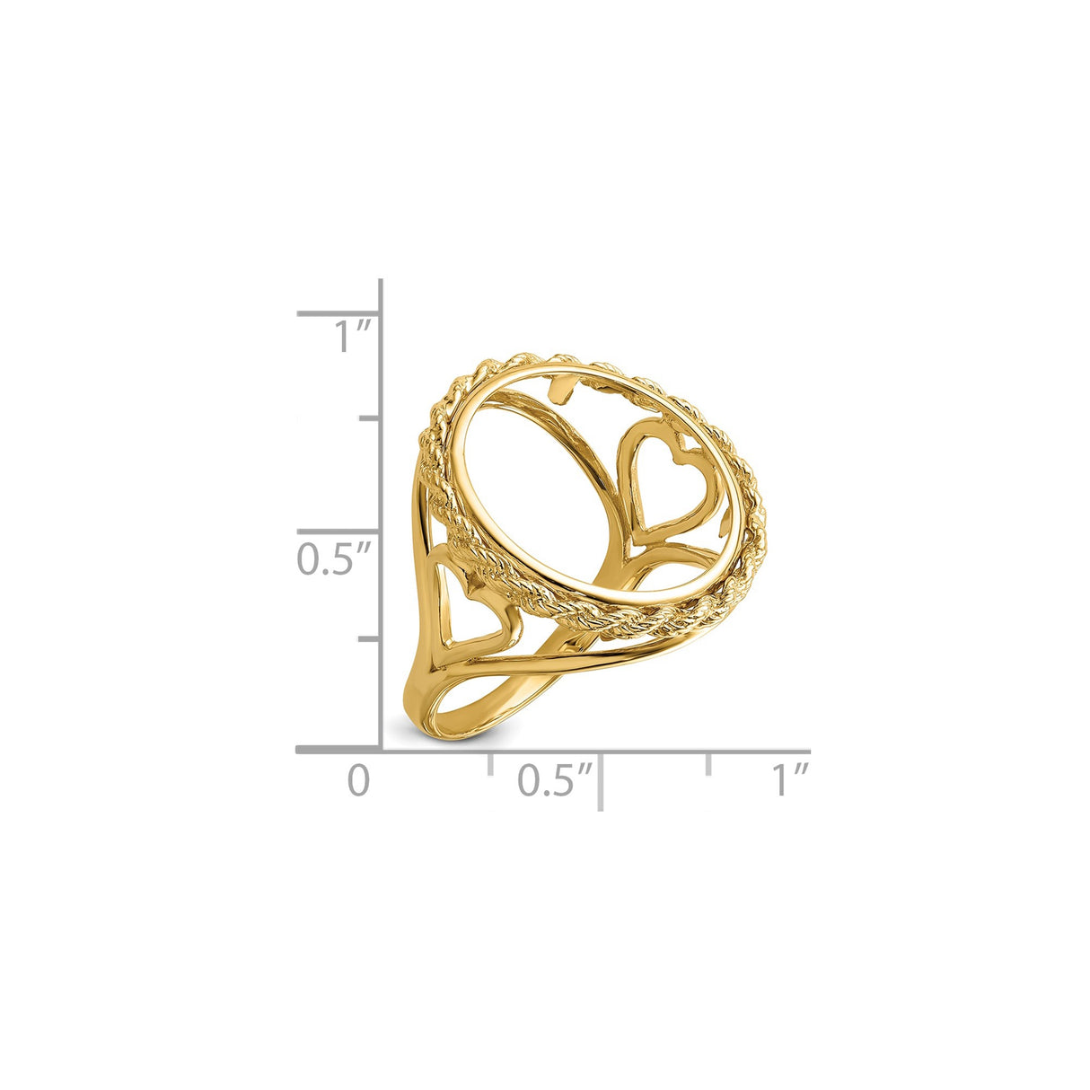 18 mm 14k Yellow Gold coin bezel for 17.8 mm Coin β size reference (ruler)
