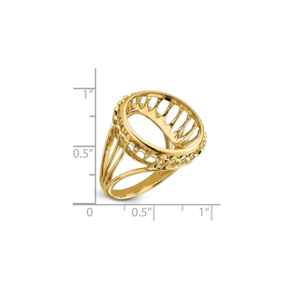 18 mm 14k Yellow Gold coin bezel for 17.8 mm Coin β size reference (ruler)