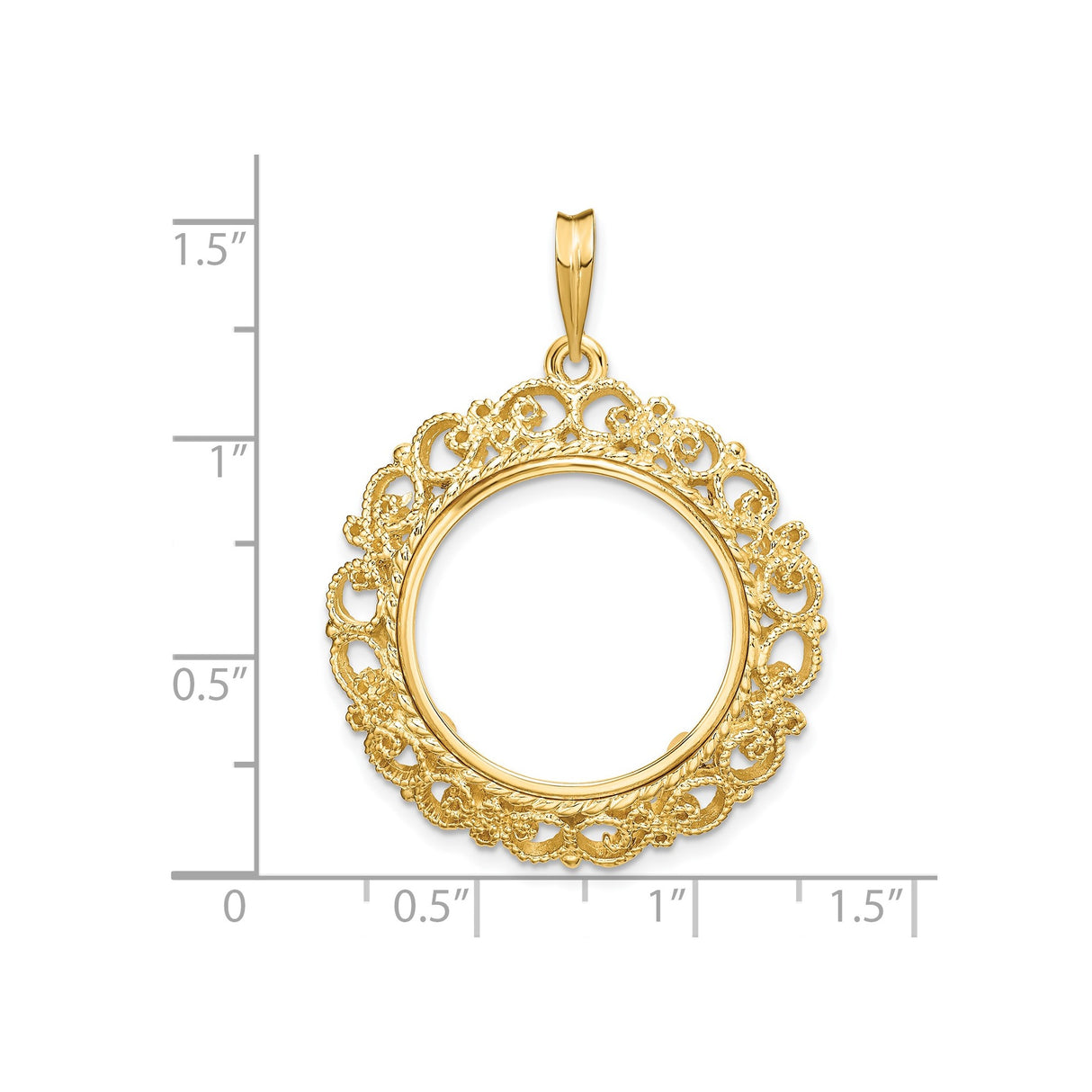 20 mm 14k Yellow Gold coin bezel for 19.5 mm Coin β size reference (ruler)