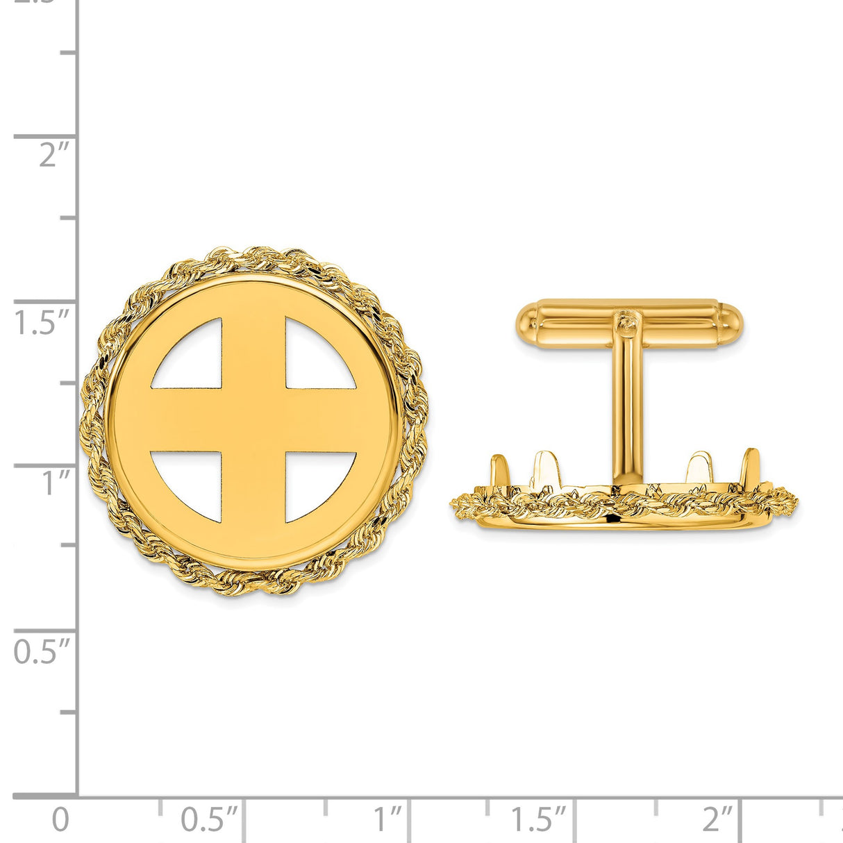 22 mm 14k Yellow Gold coin bezel for 21.6 mm Coin β size reference (ruler)
