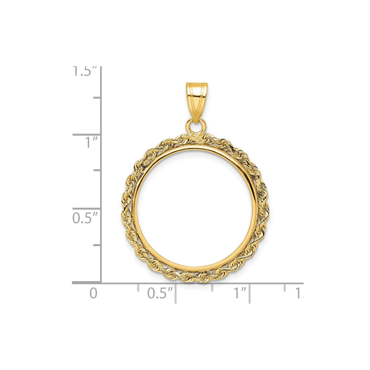 22 mm 14k Yellow Gold coin bezel for 21.6 mm Coin β size reference (ruler)