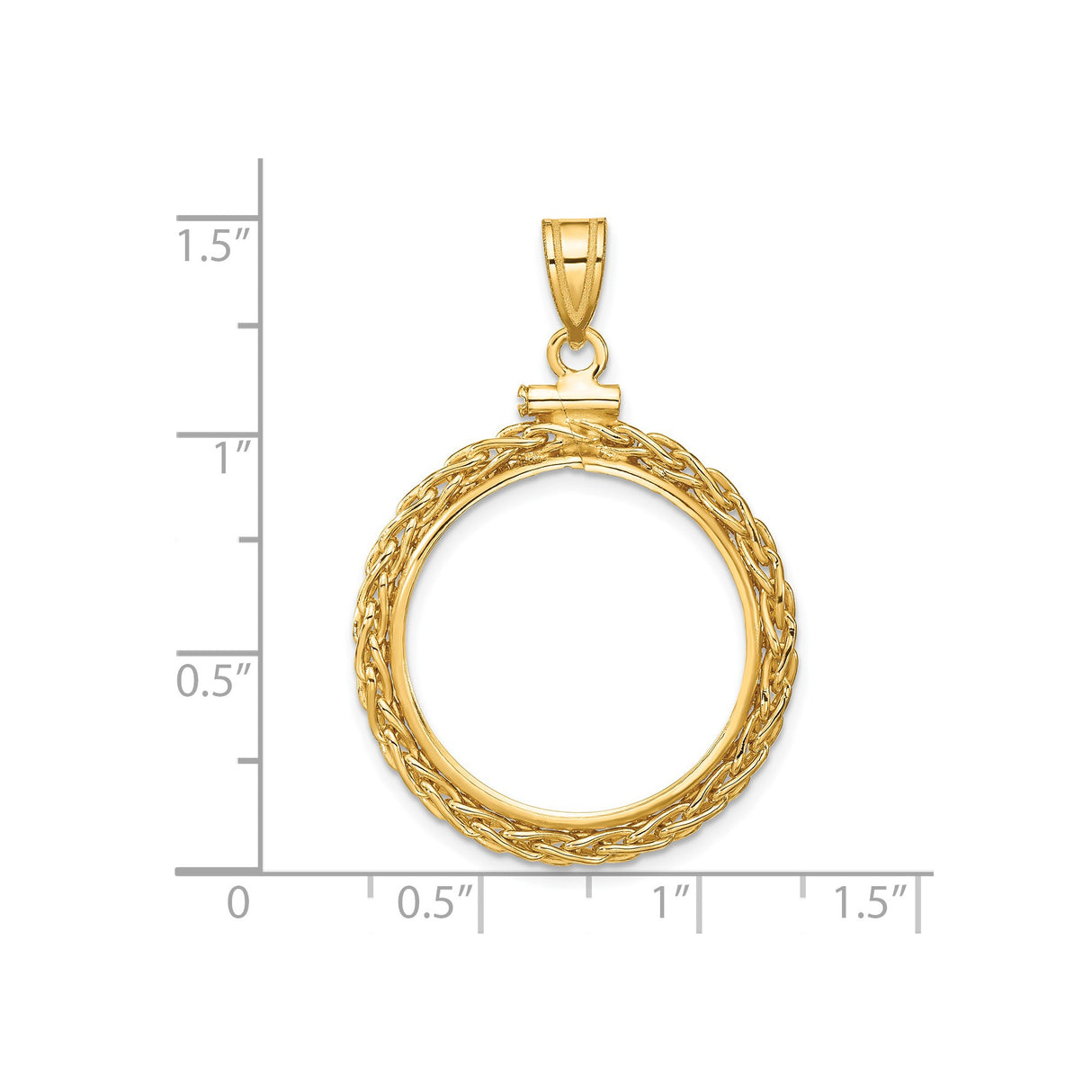 22 mm 14k Yellow Gold coin bezel for 21.6 mm Coin β size reference (ruler)