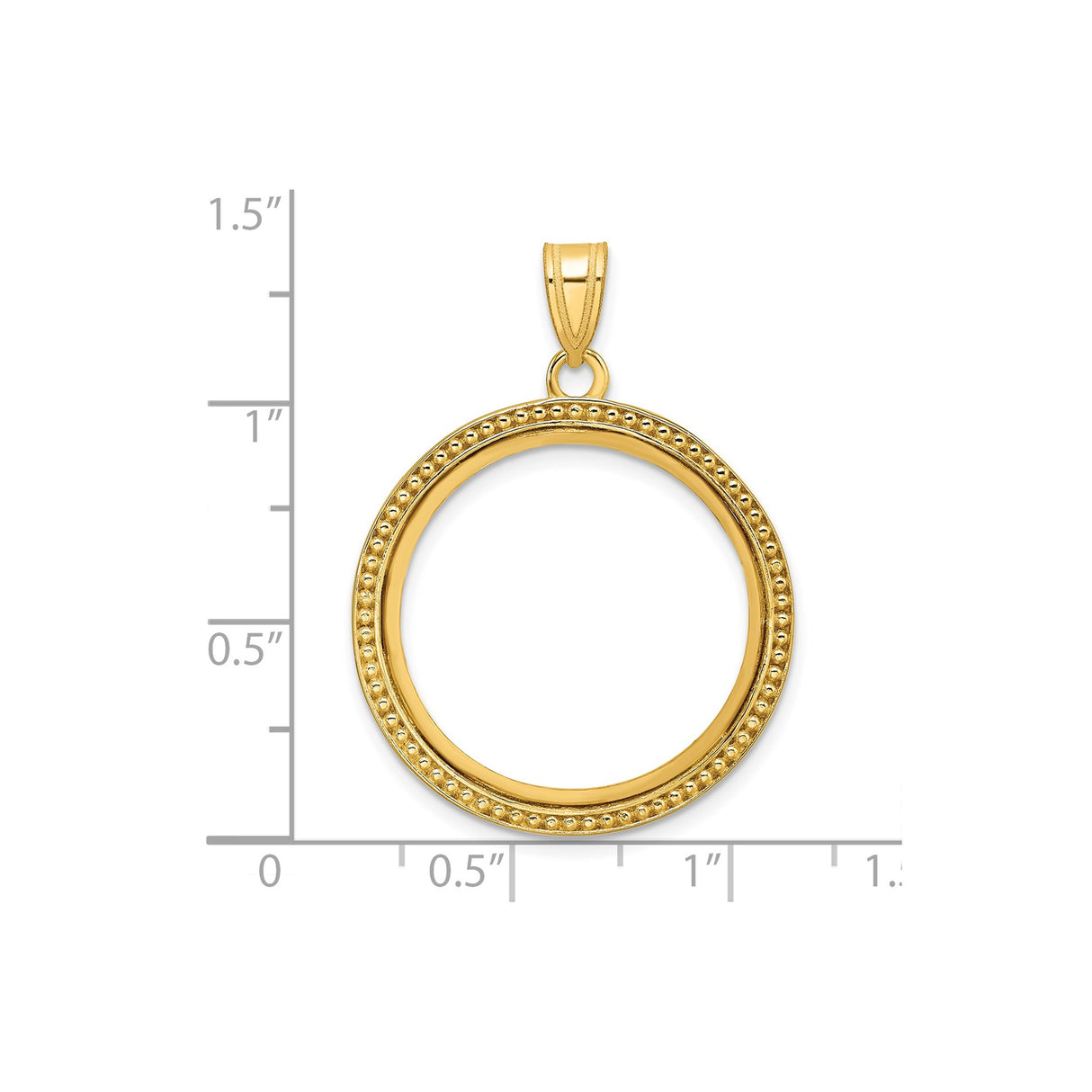22 mm 14k Yellow Gold coin bezel for 22 mm Coin β size reference (ruler)