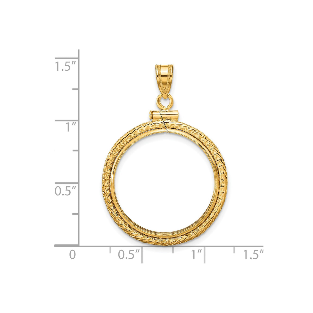 22 mm 14k Yellow Gold coin bezel for 22 mm Coin β size reference (ruler)