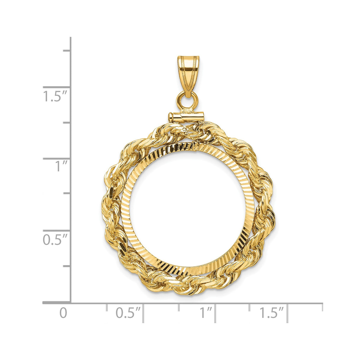 22 mm 14k Yellow Gold coin bezel for 22 mm Coin β size reference (ruler)