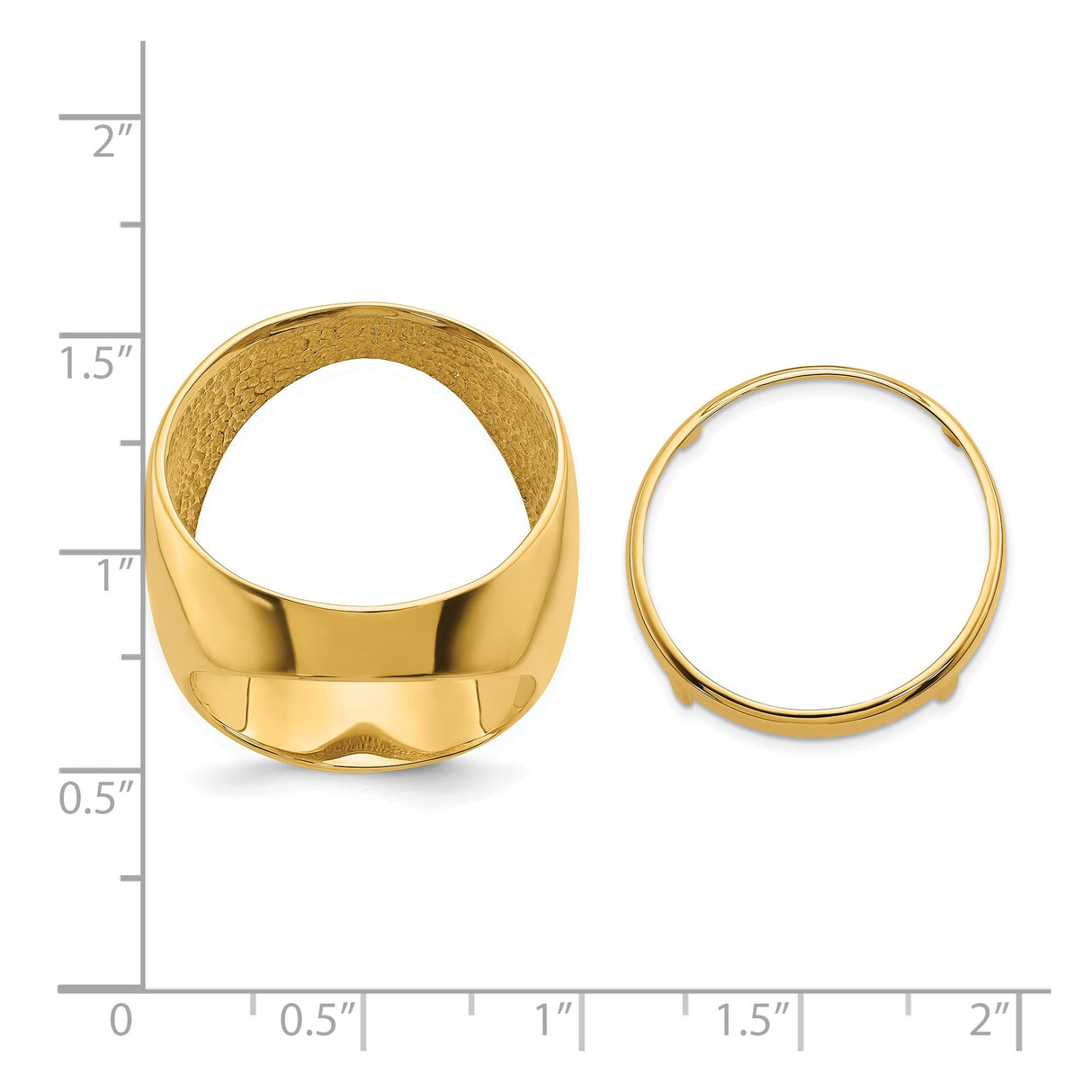 22 mm 14k Yellow Gold coin bezel for 22 mm Coin β size reference (ruler)