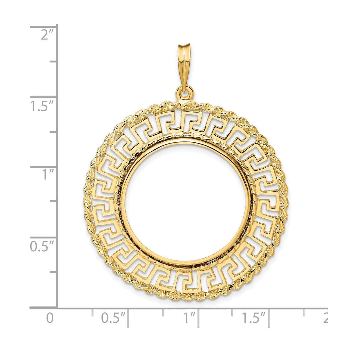 25 mm 14k Yellow Gold coin bezel for 24.5 mm Coin β size reference (ruler)