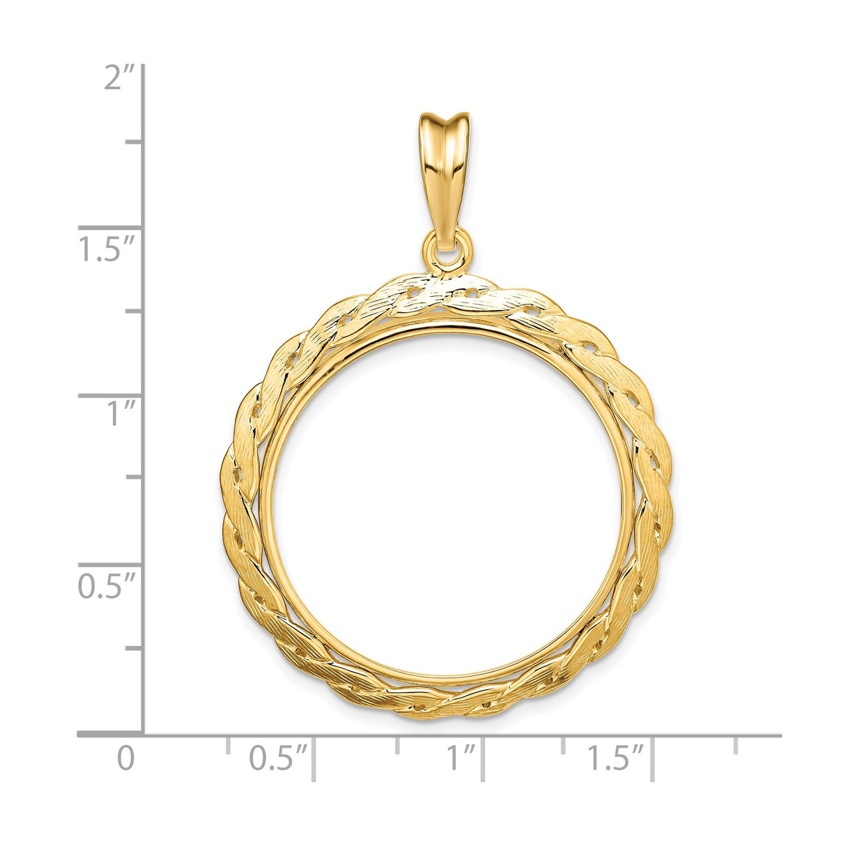27 mm 14k Yellow Gold coin bezel for 27 mm Coin β size reference (ruler)