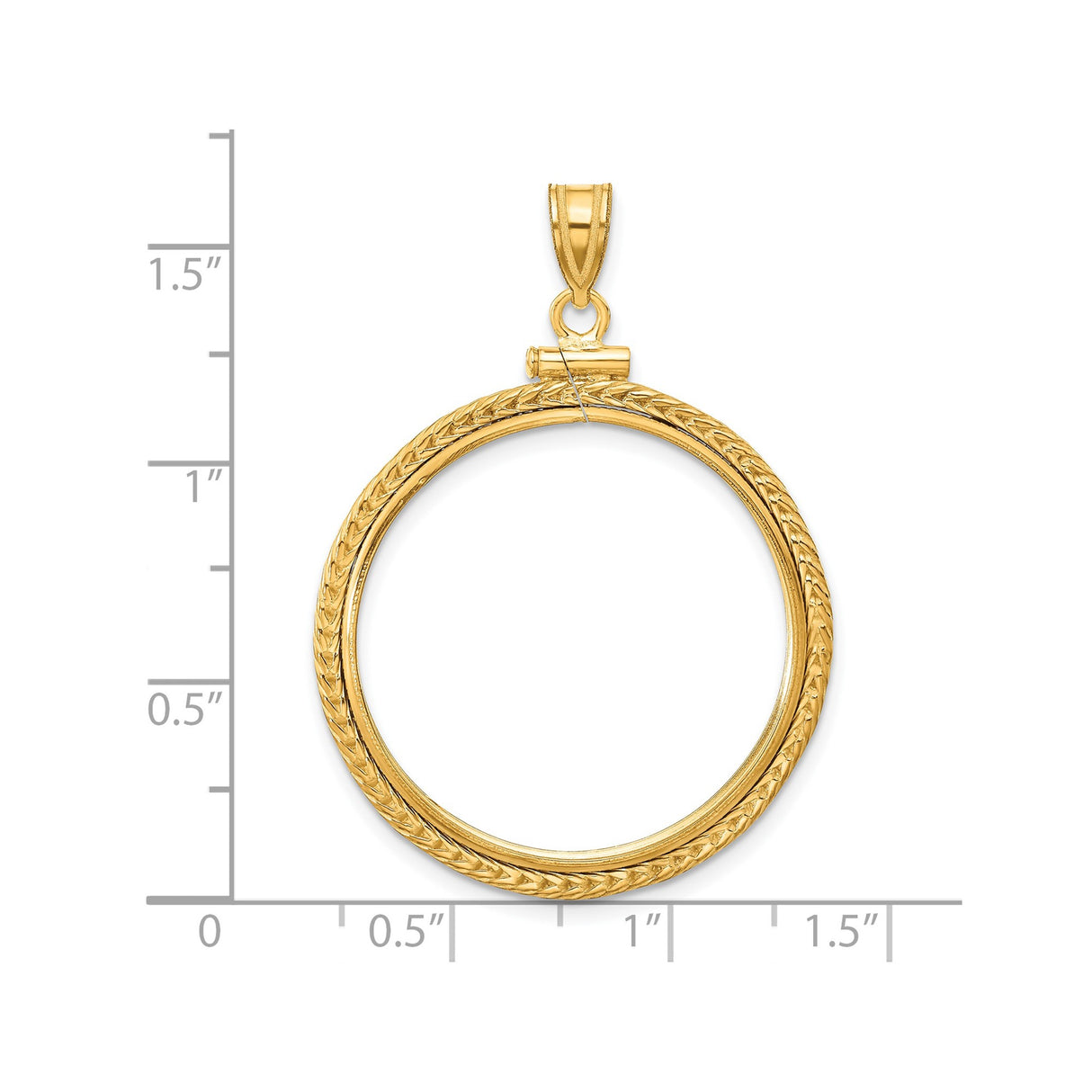 27 mm 14k Yellow Gold coin bezel for 27 mm Coin β size reference (ruler)