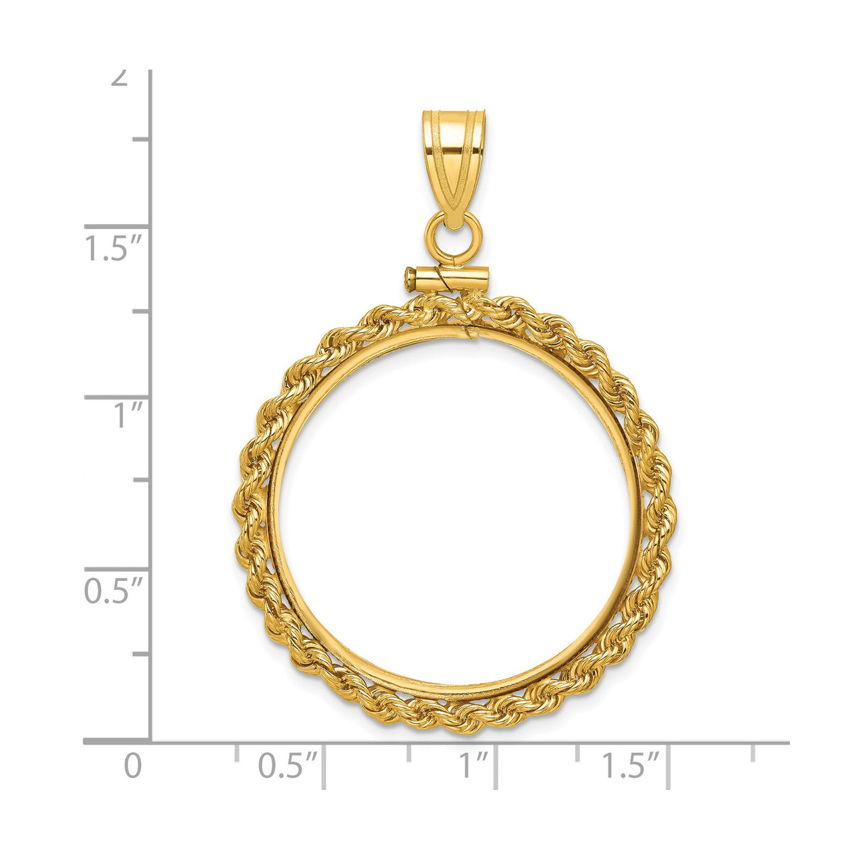 27 mm 14k Yellow Gold coin bezel for 27 mm Coin β size reference (ruler)