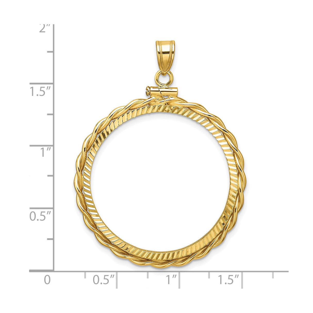 30 mm 14k Yellow Gold coin bezel for 30 mm Coin β size reference (ruler)