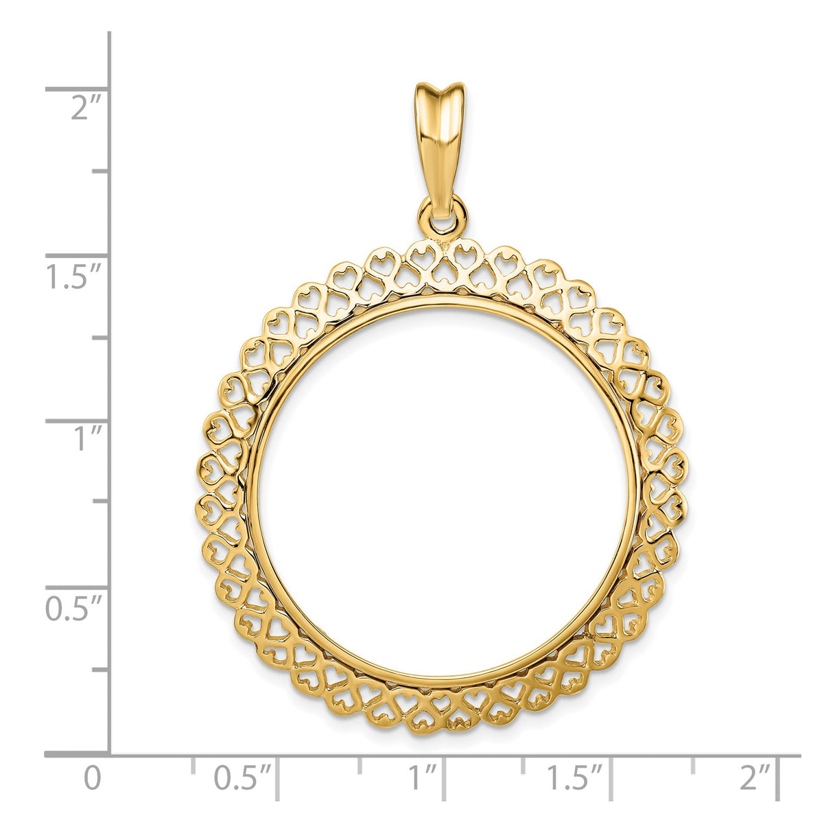 30 mm 14k Yellow Gold coin bezel for 30 mm Coin β size reference (ruler)
