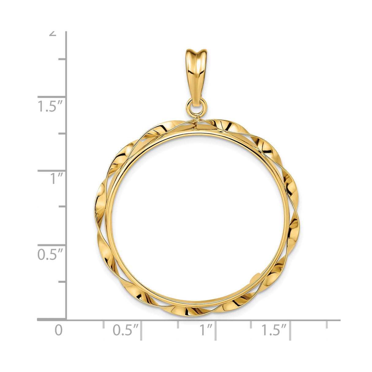 30 mm 14k Yellow Gold coin bezel for 30 mm Coin β size reference (ruler)