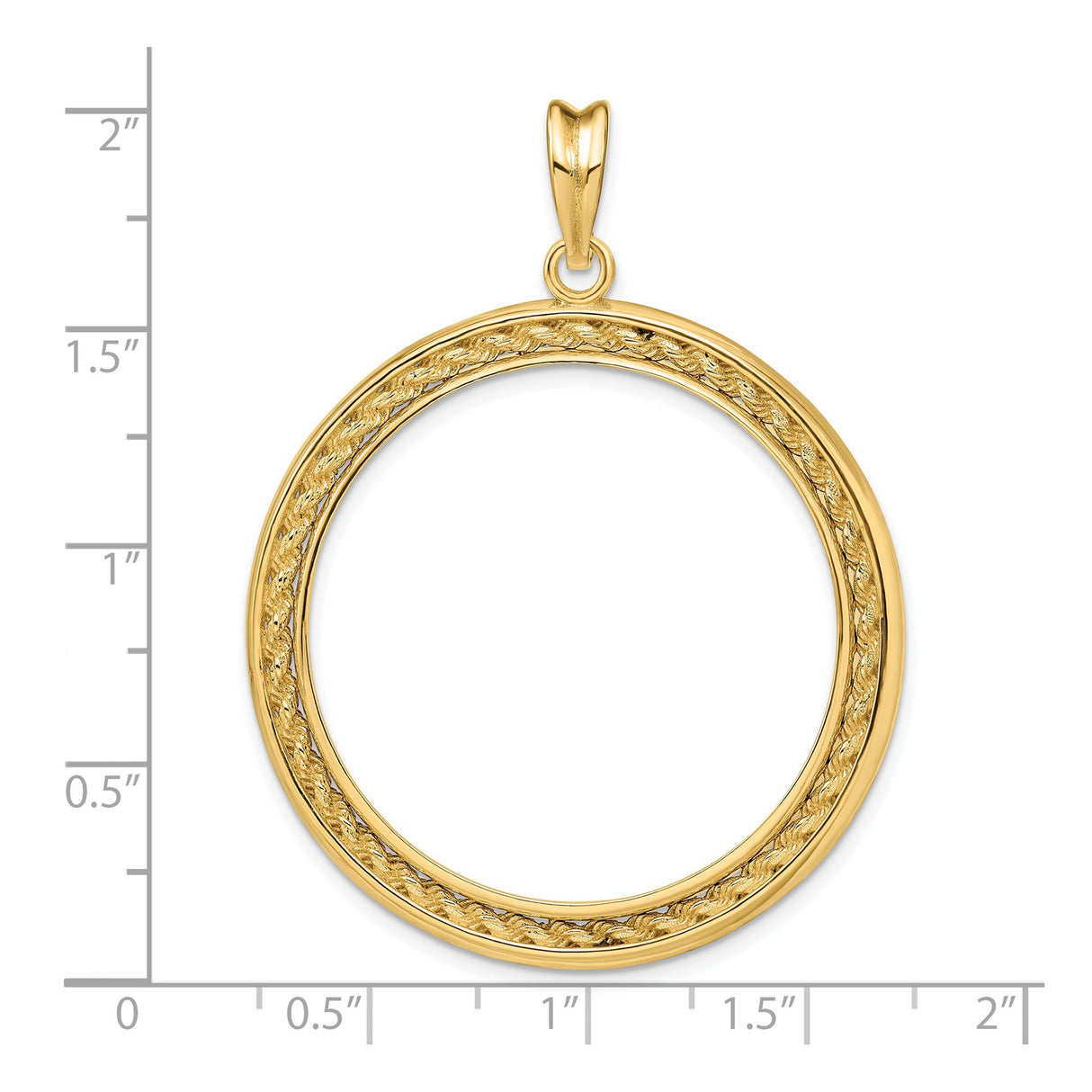 33 mm 14k Yellow Gold coin bezel for 32.7 mm Coin β size reference (ruler)
