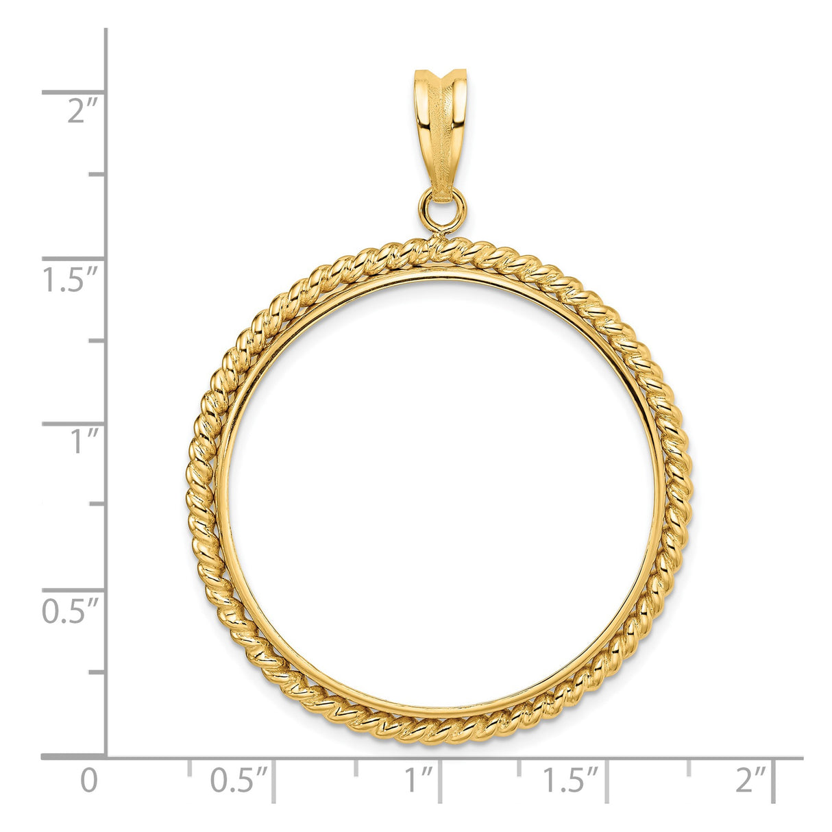 34 mm 14k Yellow Gold coin bezel for 34.2 mm Coin β size reference (ruler)
