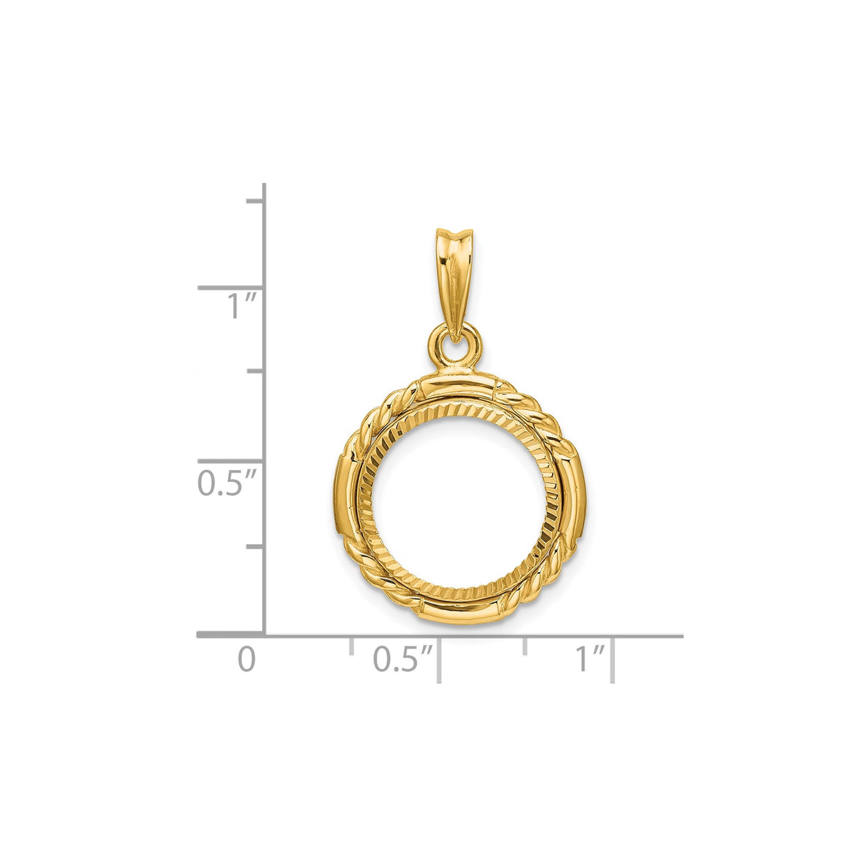 14 mm 14k Yellow Gold coin bezel for Australian $5 Kangaroo β size reference (ruler)