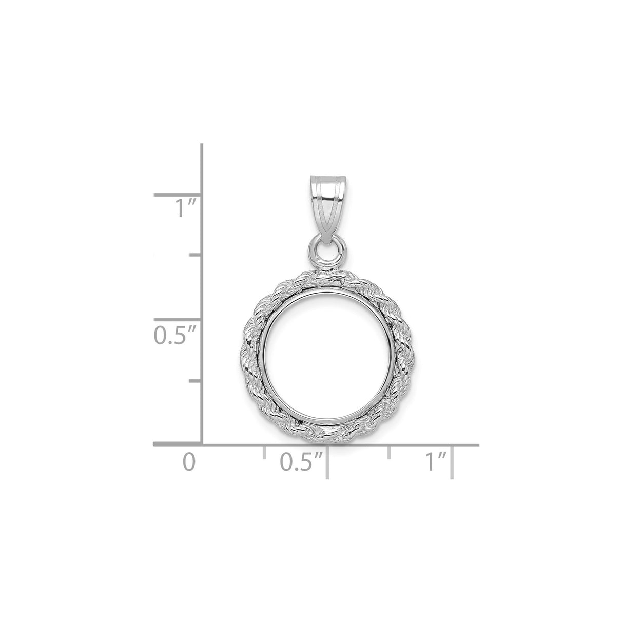 14 mm 14k White Gold coin bezel for Australian $5 Kangaroo — size reference (ruler)