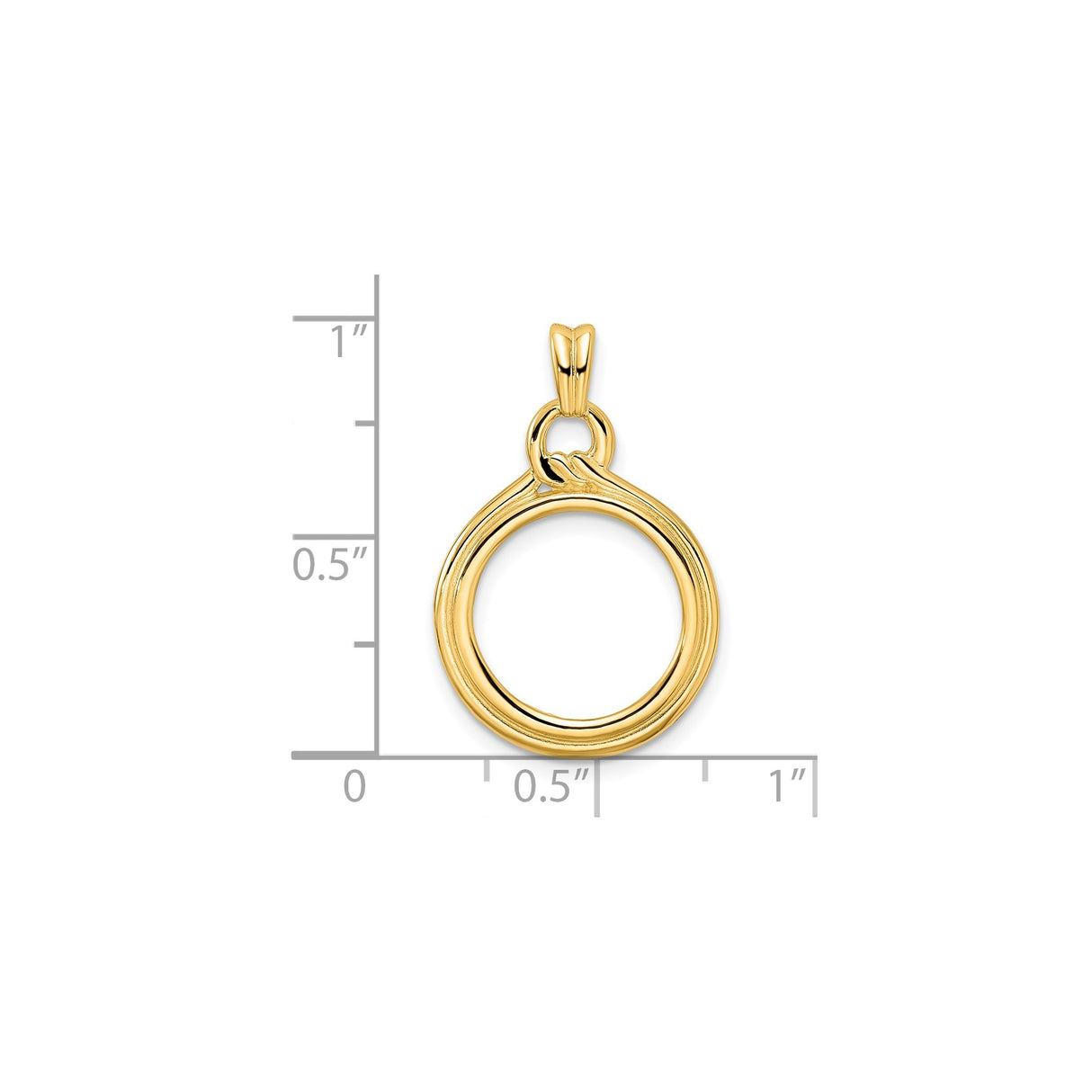 14 mm 14k Yellow Gold coin bezel for Australian $5 Kangaroo — size reference (ruler)