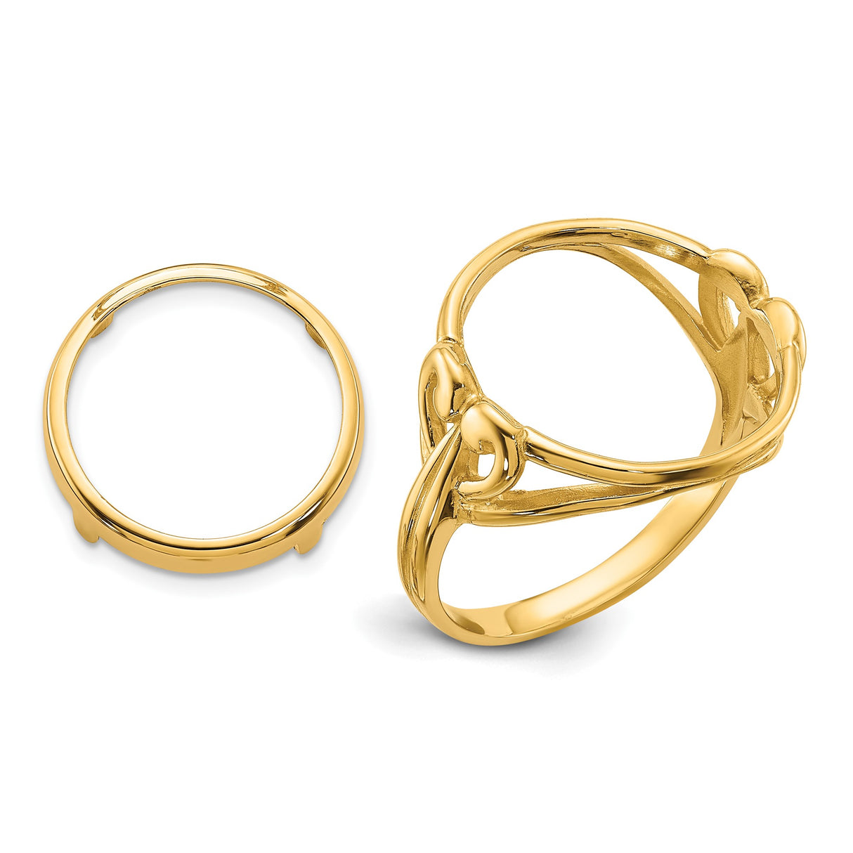 14 mm 14k Yellow Gold coin bezel ring for Australian $5 Kangaroo — additional image