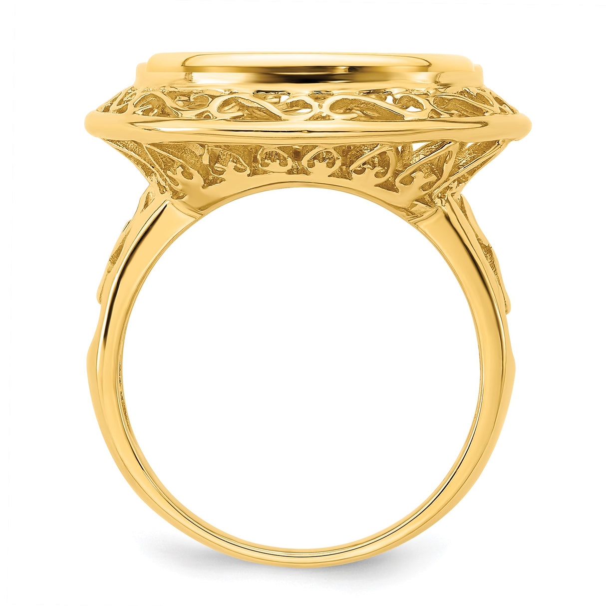 14 mm 14k Yellow Gold coin bezel ring for Australian $5 Kangaroo — alternate view