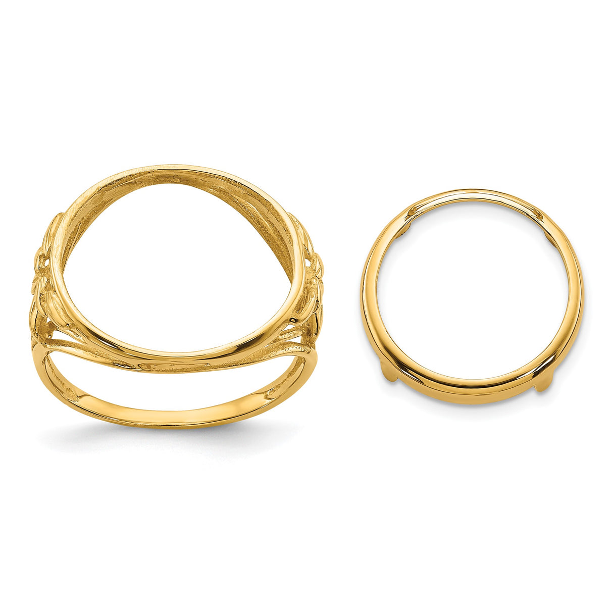 14 mm 14k Yellow Gold coin bezel ring for Australian $5 Kangaroo