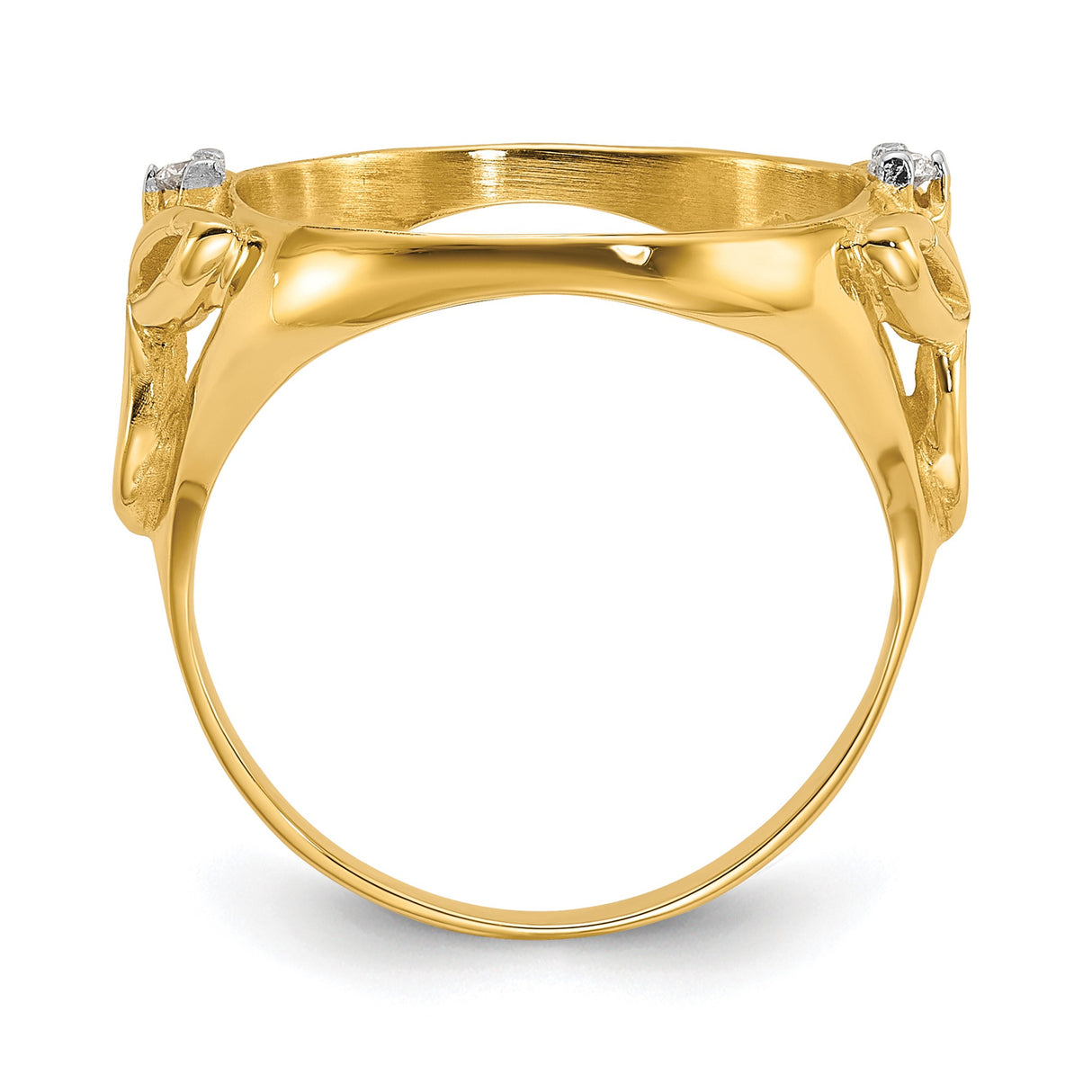 14 mm 14k Yellow Gold coin bezel ring for Australian $5 Kangaroo β alternate view