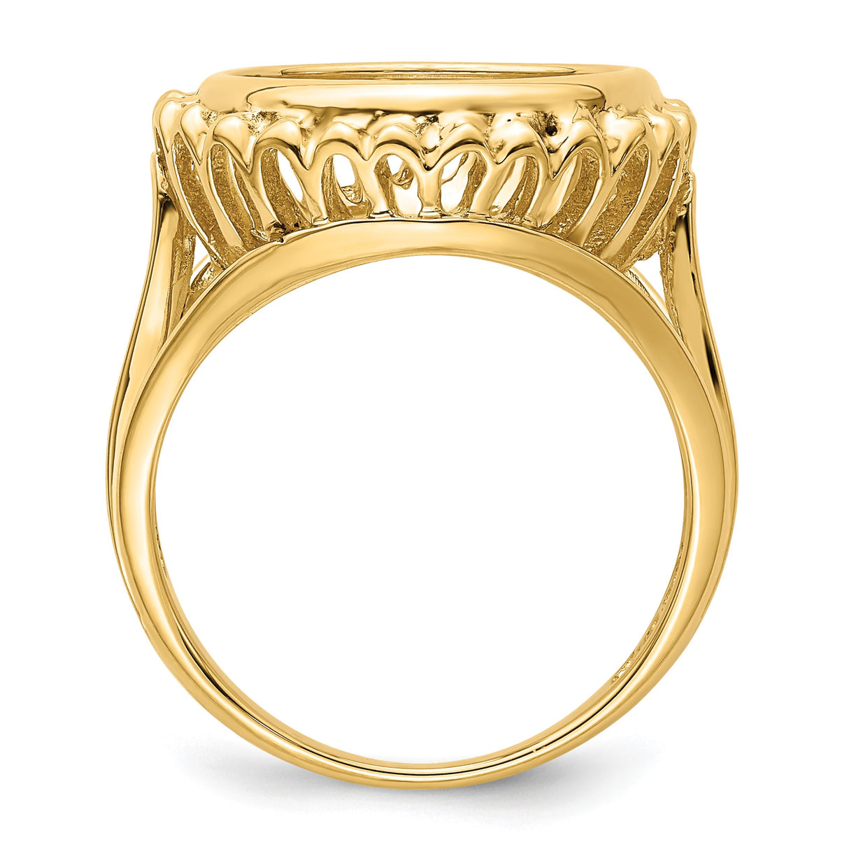 14 mm 14k Yellow Gold coin bezel ring for Australian $5 Kangaroo — alternate view