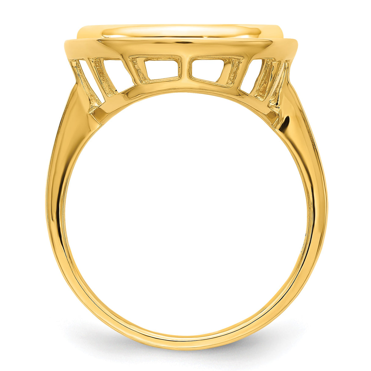 14 mm 14k Yellow Gold coin bezel ring for Australian $5 Kangaroo — alternate view