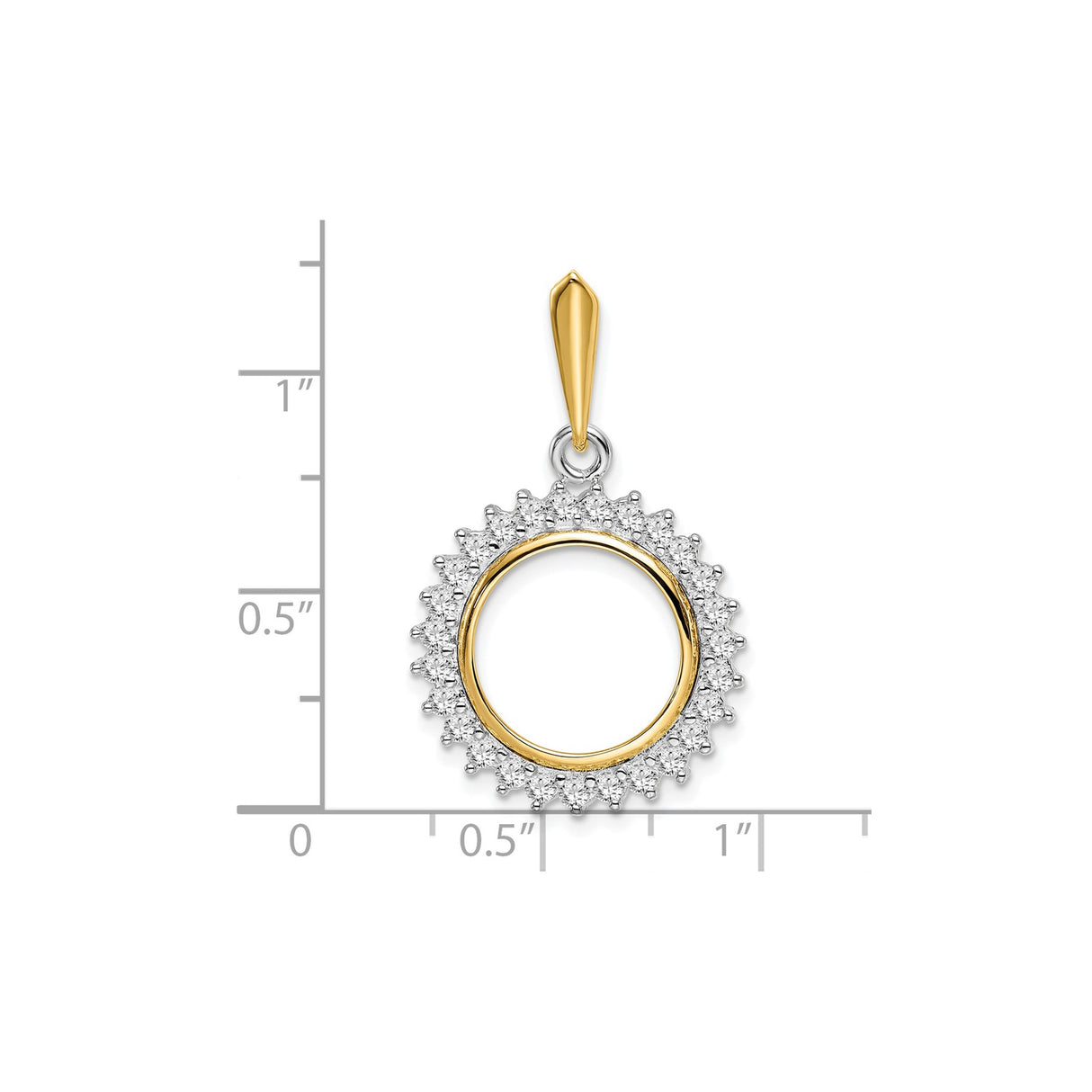 14 mm 14k Multi-Tone Gold coin bezel for Australian $5 Kangaroo — size reference (ruler)
