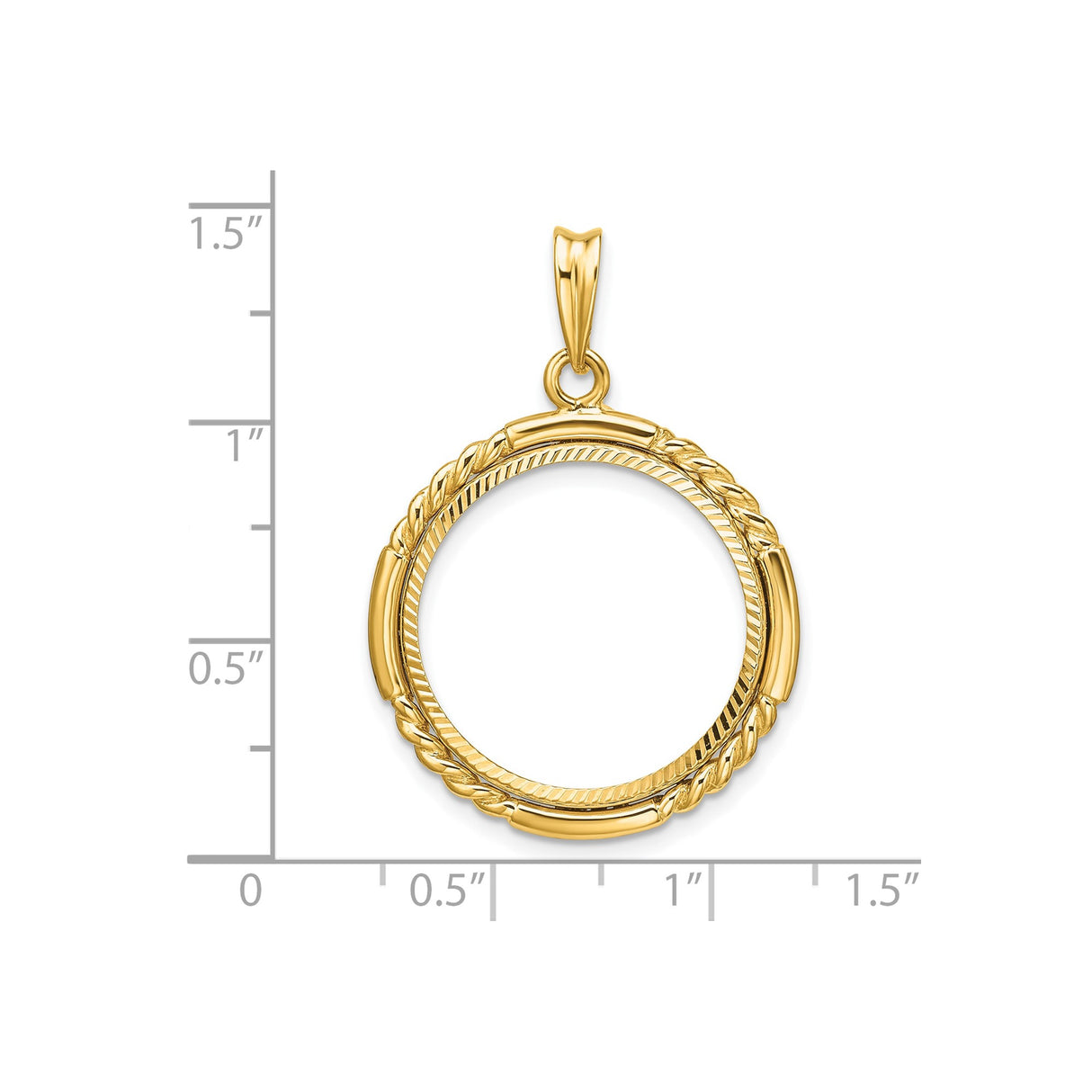 20 mm 14k Yellow Gold coin bezel for Australian $25 Nugget — size reference (ruler)