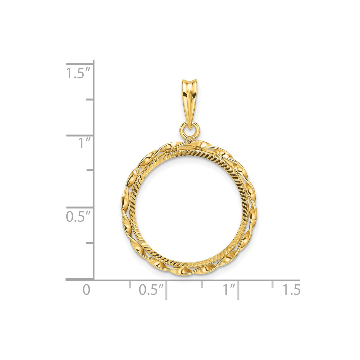 20 mm 14k Yellow Gold coin bezel for Australian $25 Nugget β size reference (ruler)