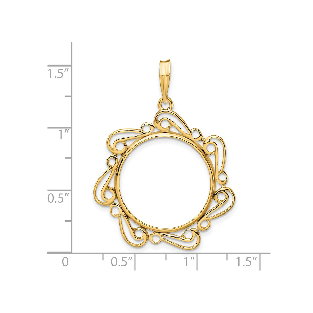 20 mm 14k Yellow Gold coin bezel for Australian $25 Nugget β size reference (ruler)
