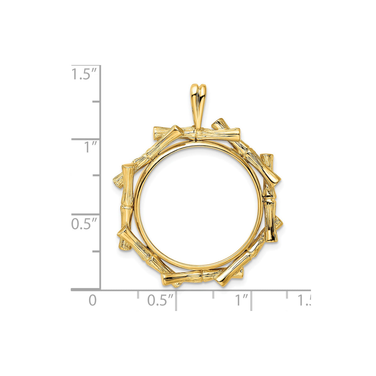 22 mm 14k Yellow Gold coin bezel for Australian Sovereign β size reference (ruler)