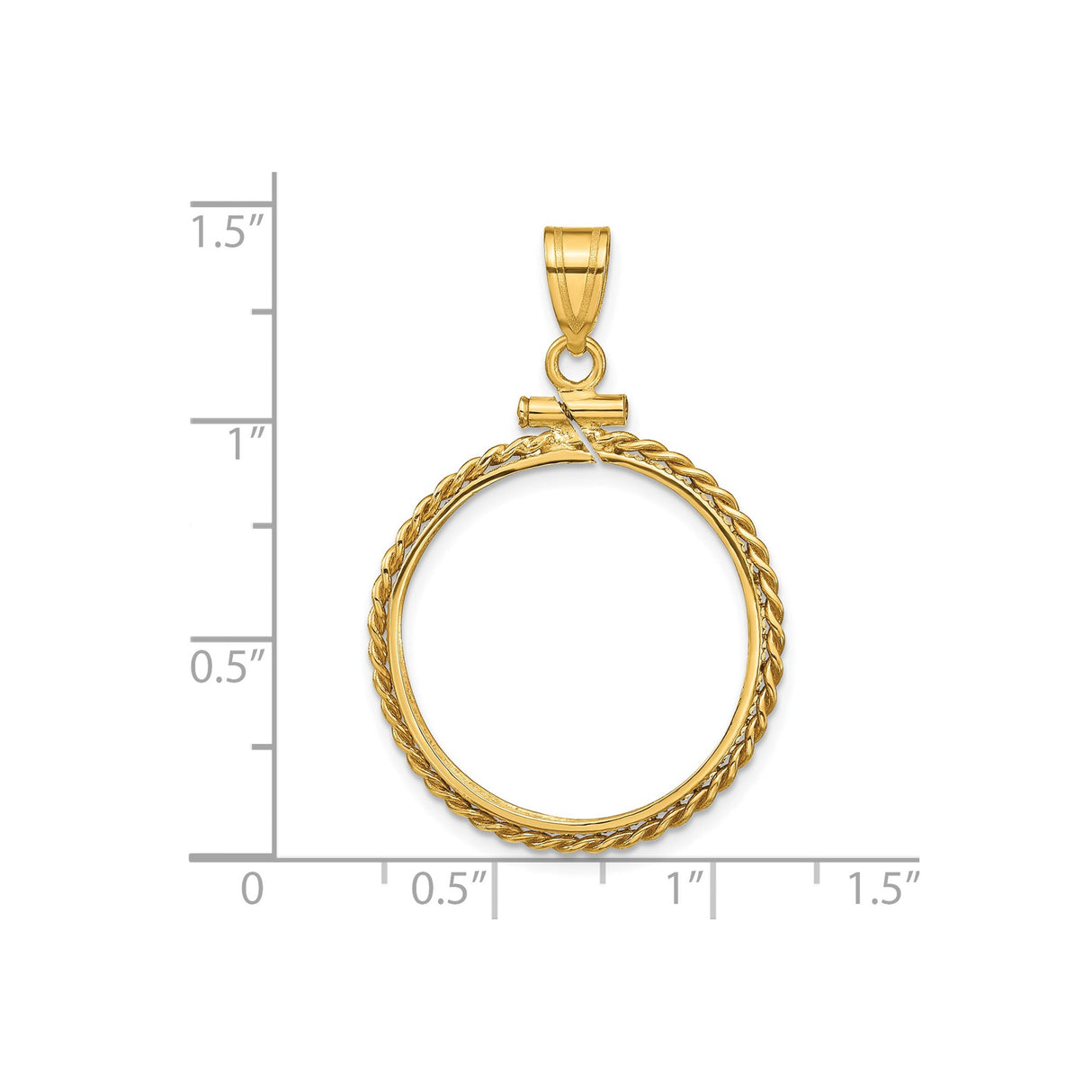 22 mm 14k Yellow Gold coin bezel for Australian Sovereign β size reference (ruler)