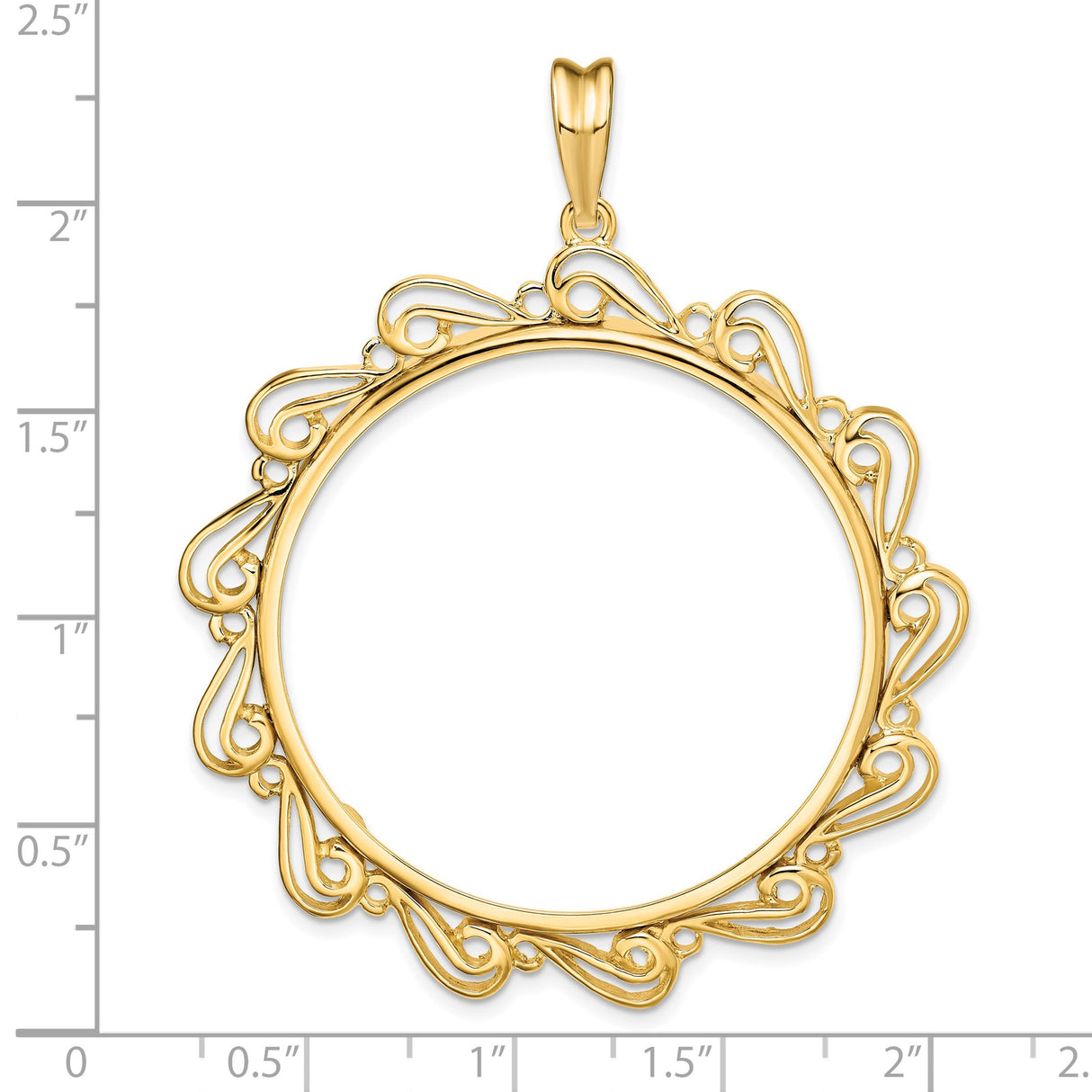 37 mm 14k Yellow Gold coin bezel for Austria €100 Philharmonic — size reference (ruler)