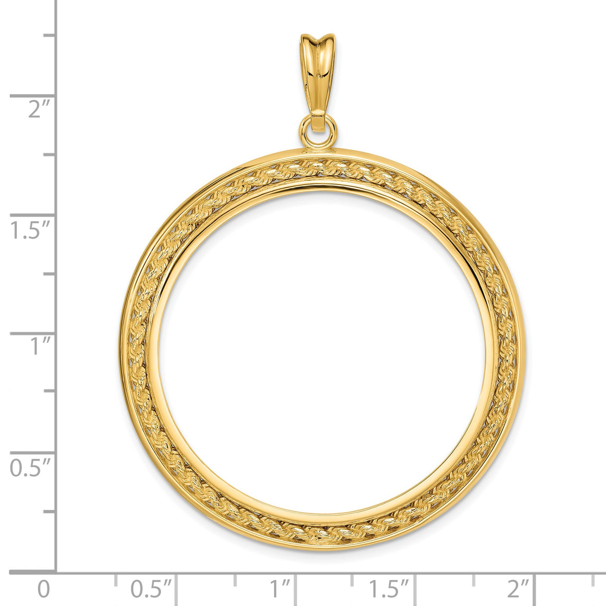 37 mm 14k Yellow Gold coin bezel for Austria €100 Philharmonic — size reference (ruler)