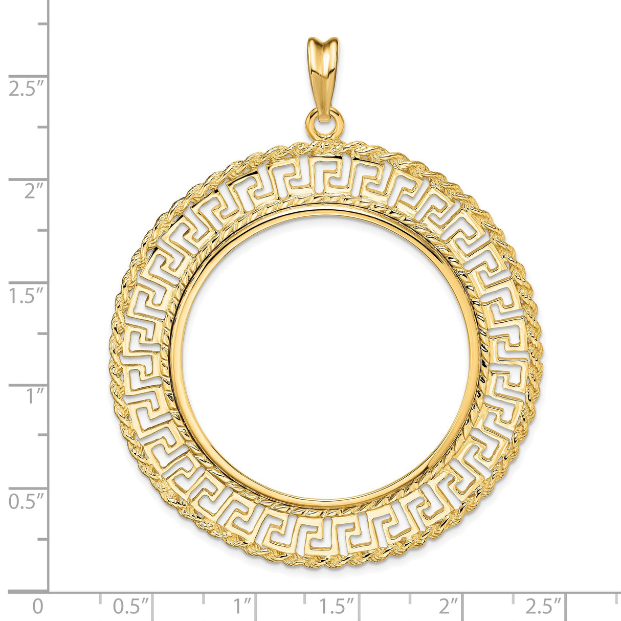 37 mm 14k Yellow Gold coin bezel for Austria €1.50 Philharmonic — size reference (ruler)