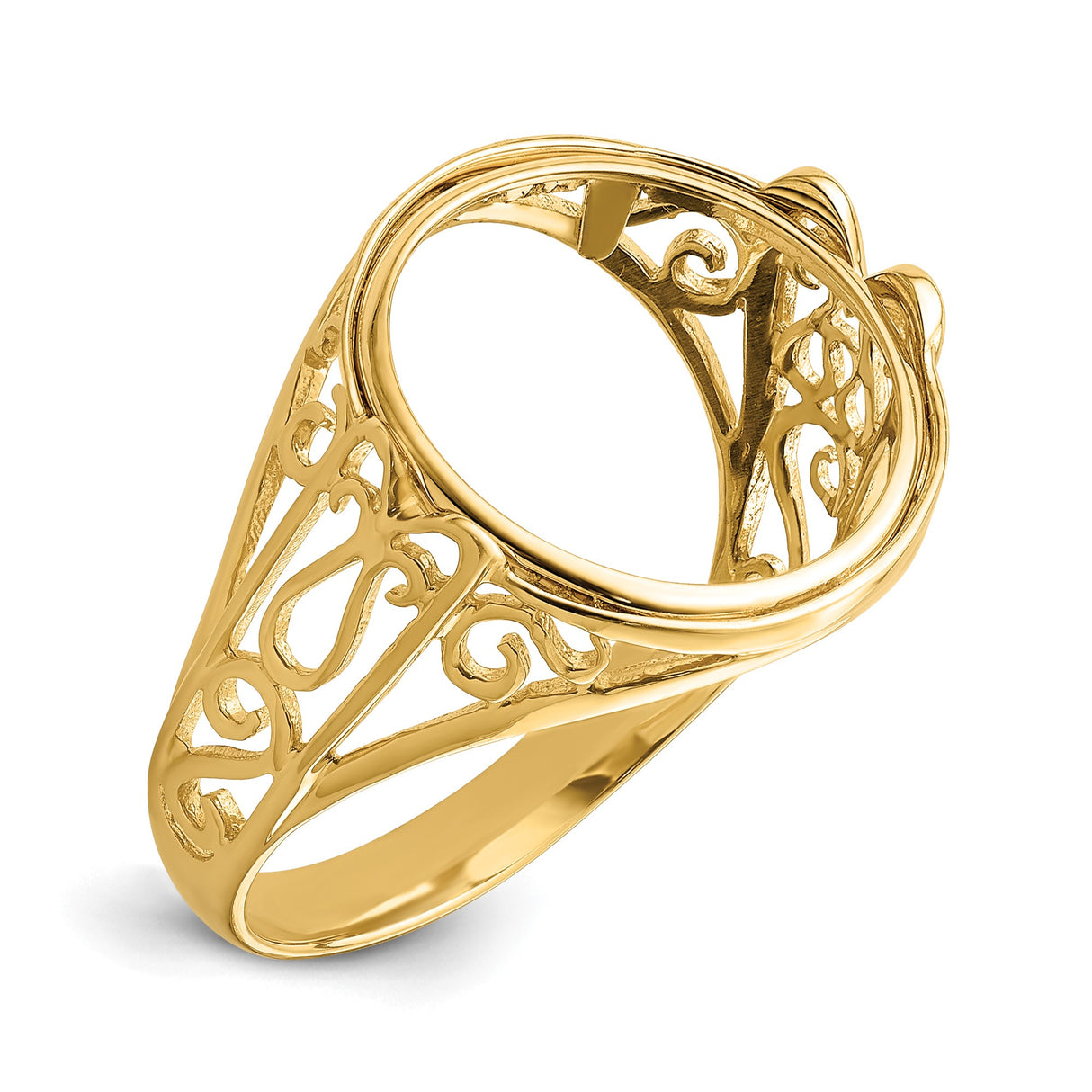 13 mm 14k Yellow Gold coin bezel ring for Austria €4 Philharmonic