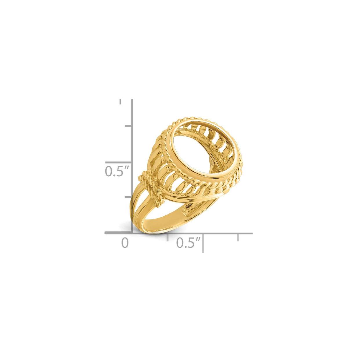 13 mm 14k Yellow Gold coin bezel ring for Austria €4 Philharmonic — size reference (ruler)